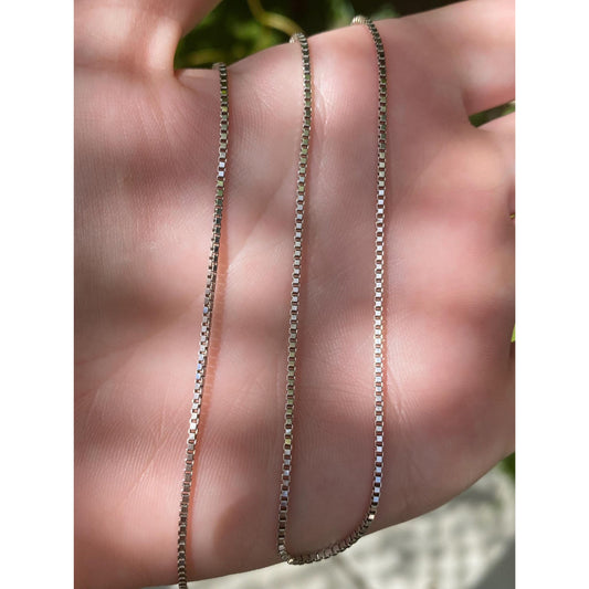 Vintage Solid 14k White Gold Box Chain Necklace - 16.25 inches