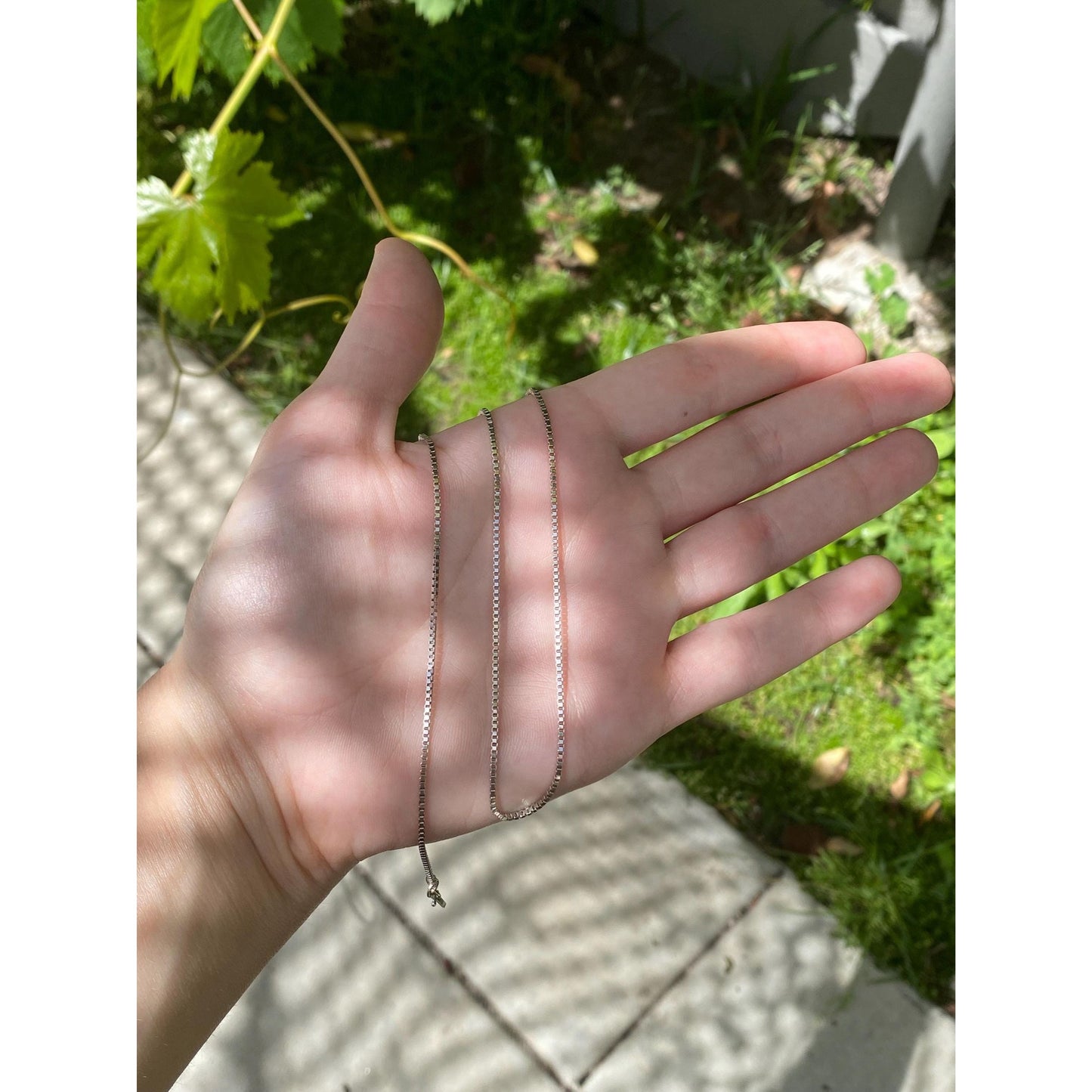 Vintage Solid 14k White Gold Box Chain Necklace - 16.25 inches