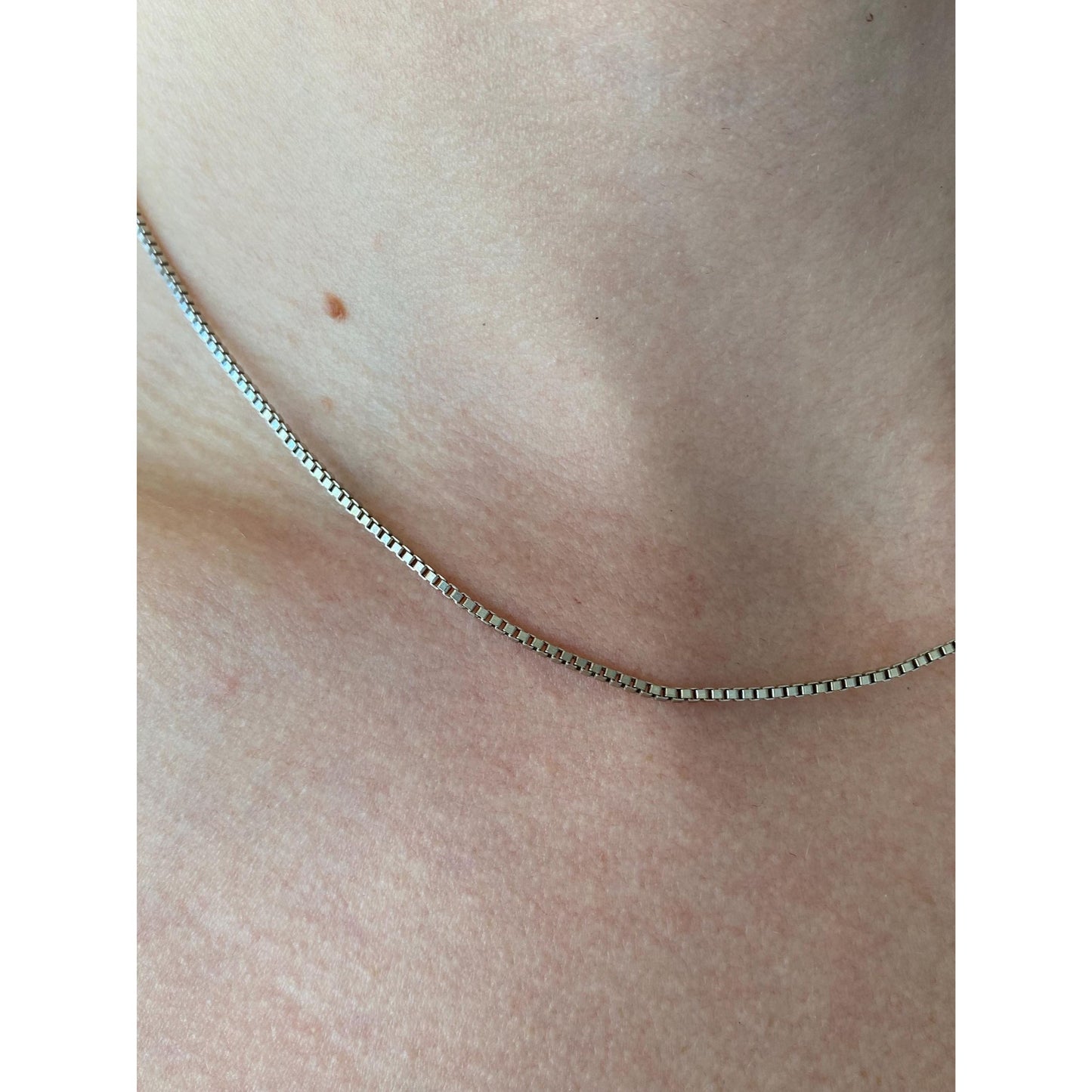 Vintage Solid 14k White Gold Box Chain Necklace - 16.25 inches