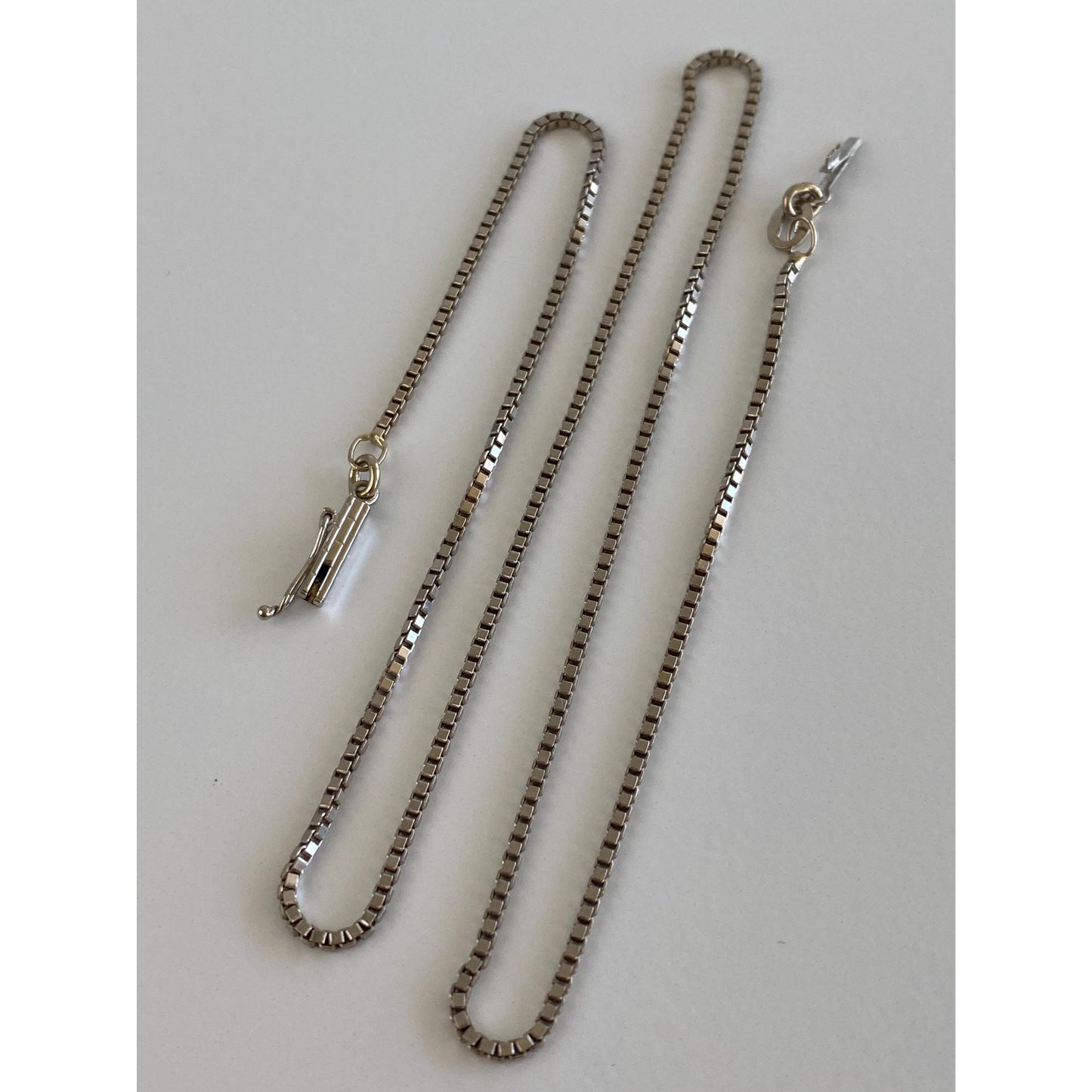 Vintage Solid 14k White Gold Box Chain Necklace - 16.25 inches