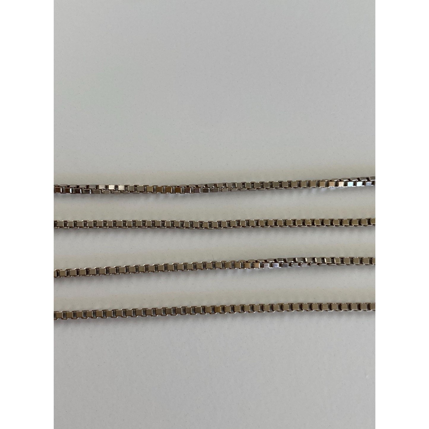 Vintage Solid 14k White Gold Box Chain Necklace - 16.25 inches