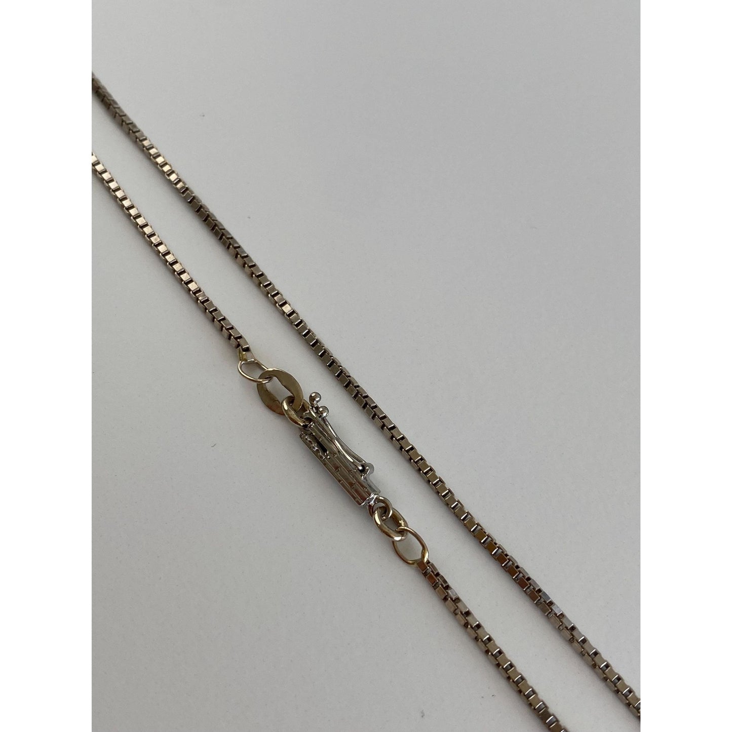 Vintage Solid 14k White Gold Box Chain Necklace - 16.25 inches