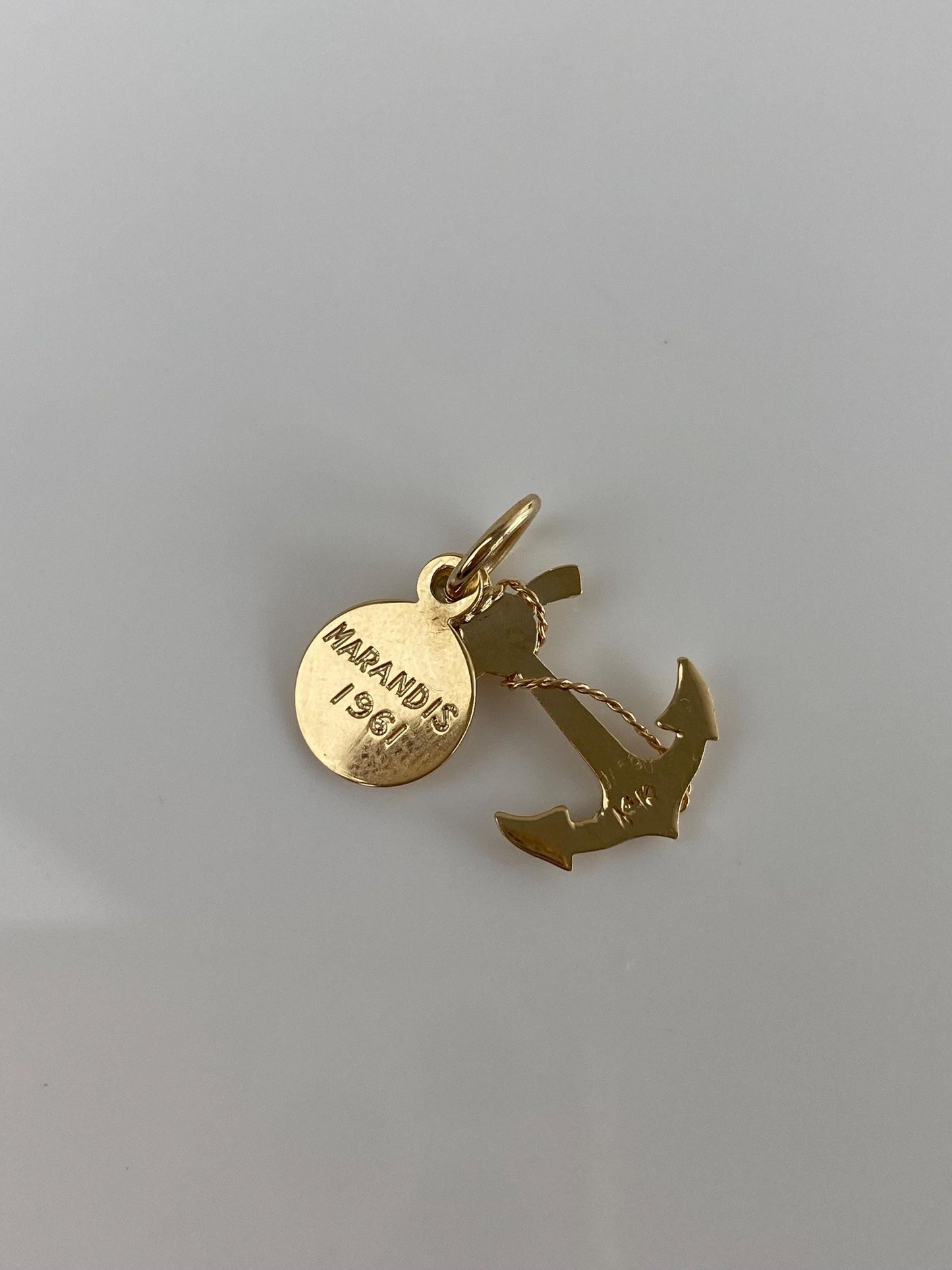 Vintage Solid 14k Yellow Gold Anchor Marandis 1961 Charm