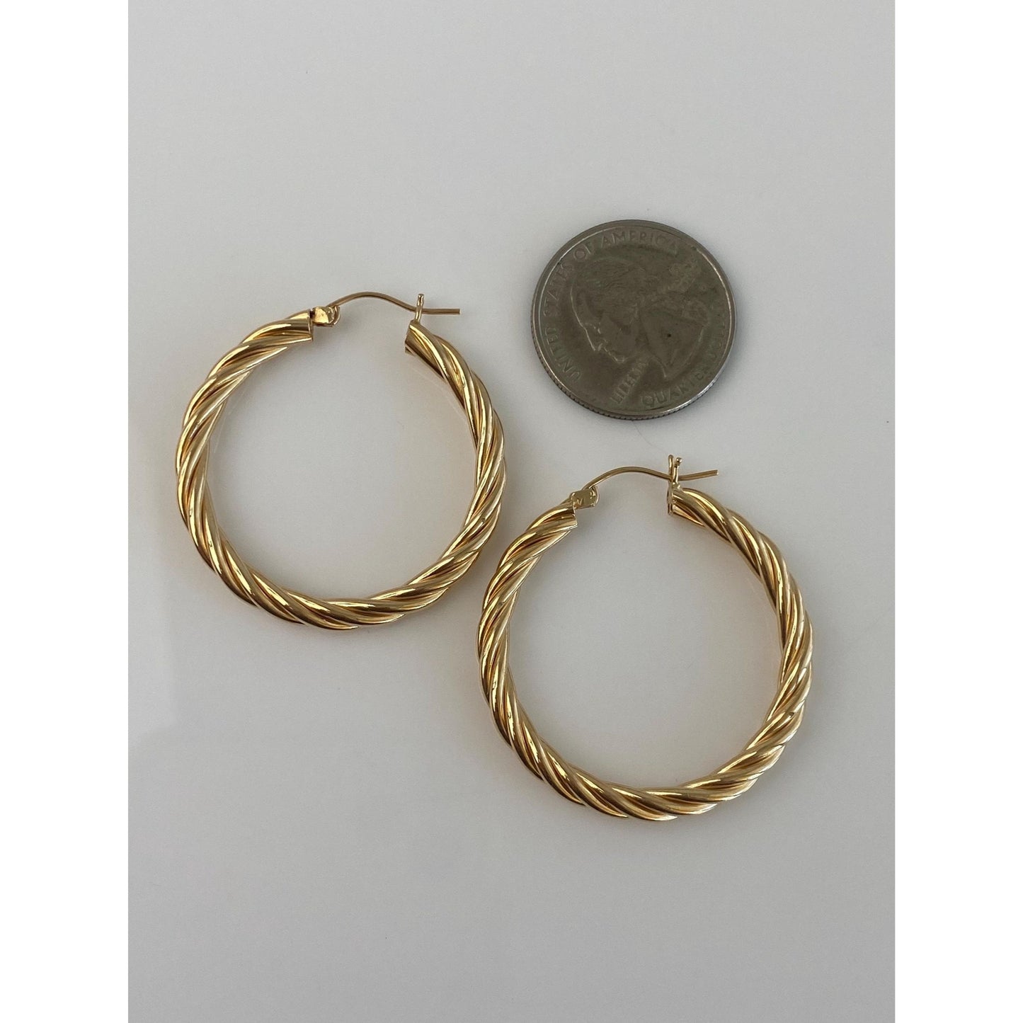 Vintage 14k Yellow Gold Twist Hoop Earrings