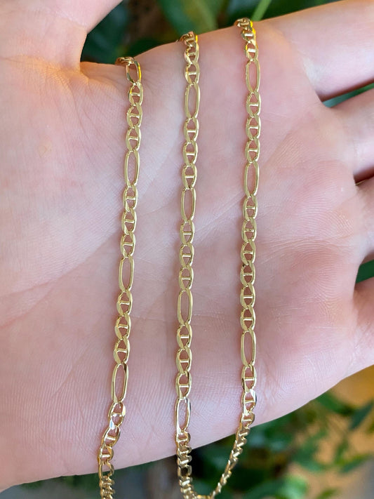 Vintage Solid 14k Yellow Gold Mariner Link Chain Necklace - 20 inches