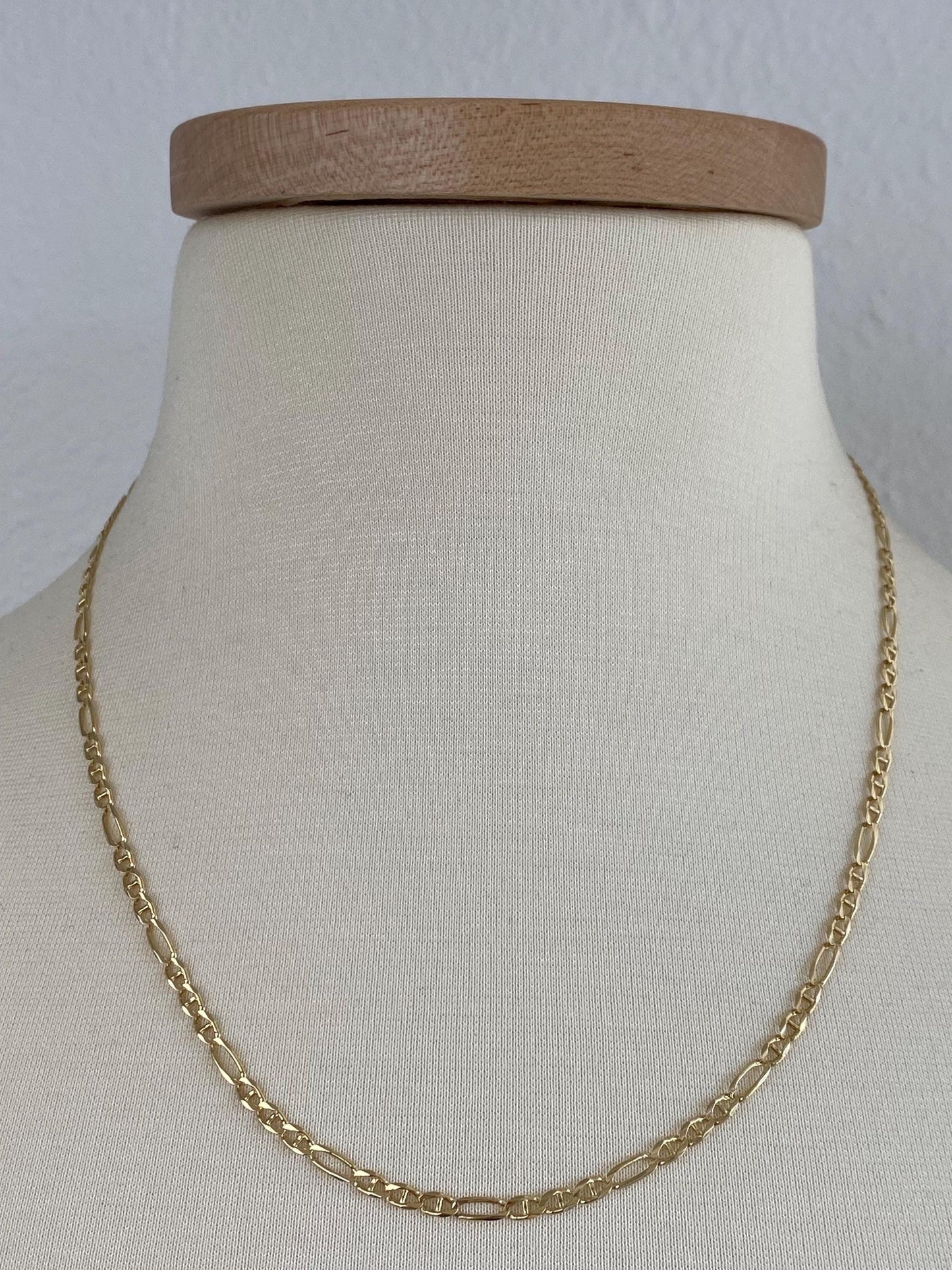 Vintage Solid 14k Yellow Gold Mariner Link Chain Necklace - 20 inches