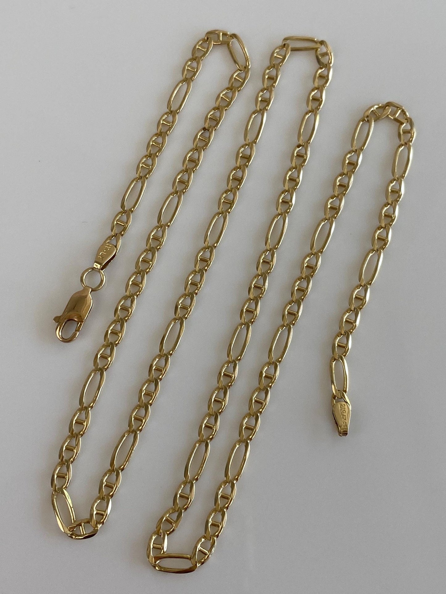 Vintage Solid 14k Yellow Gold Mariner Link Chain Necklace - 20 inches