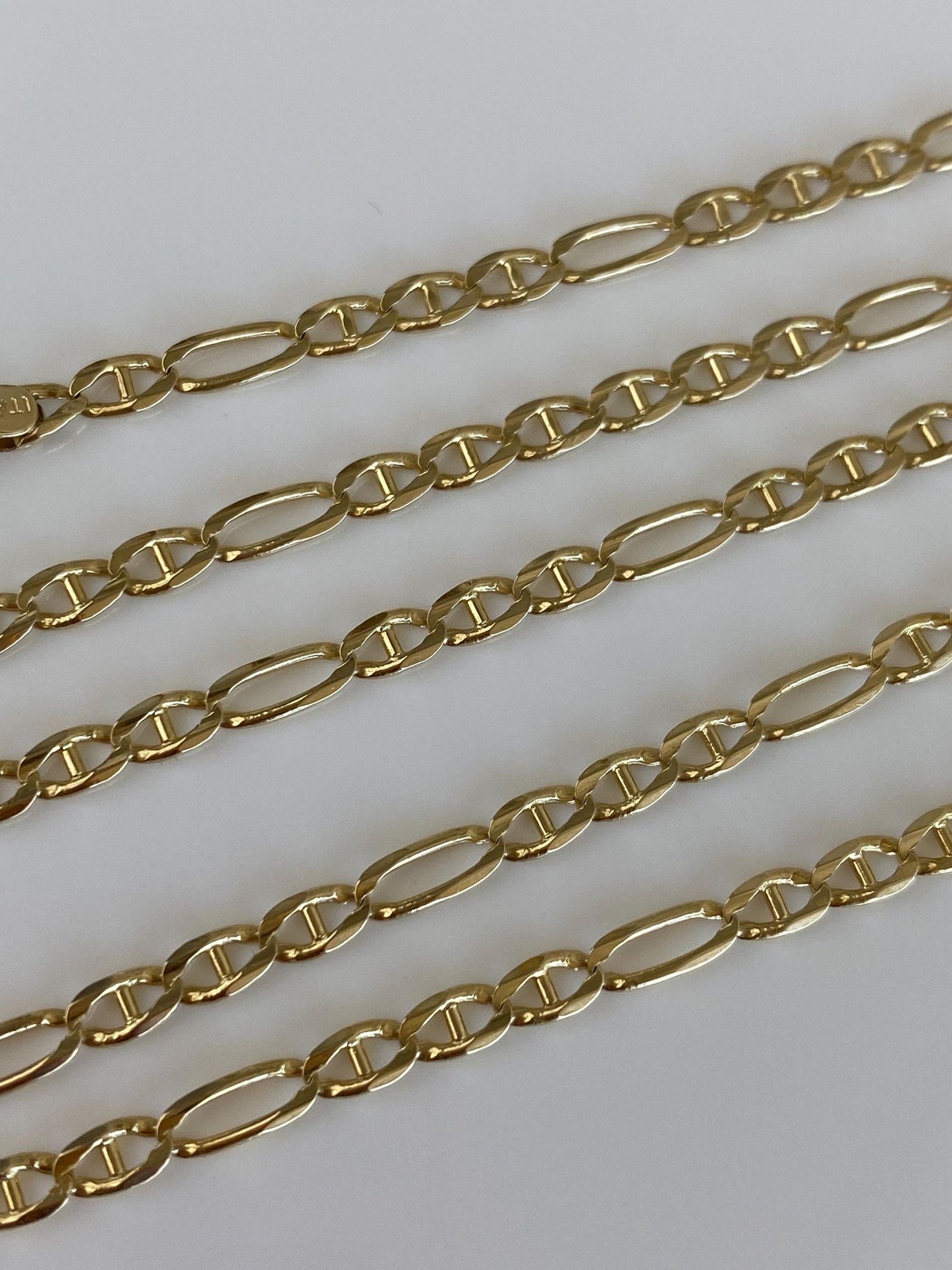 Vintage Solid 14k Yellow Gold Mariner Link Chain Necklace - 20 inches