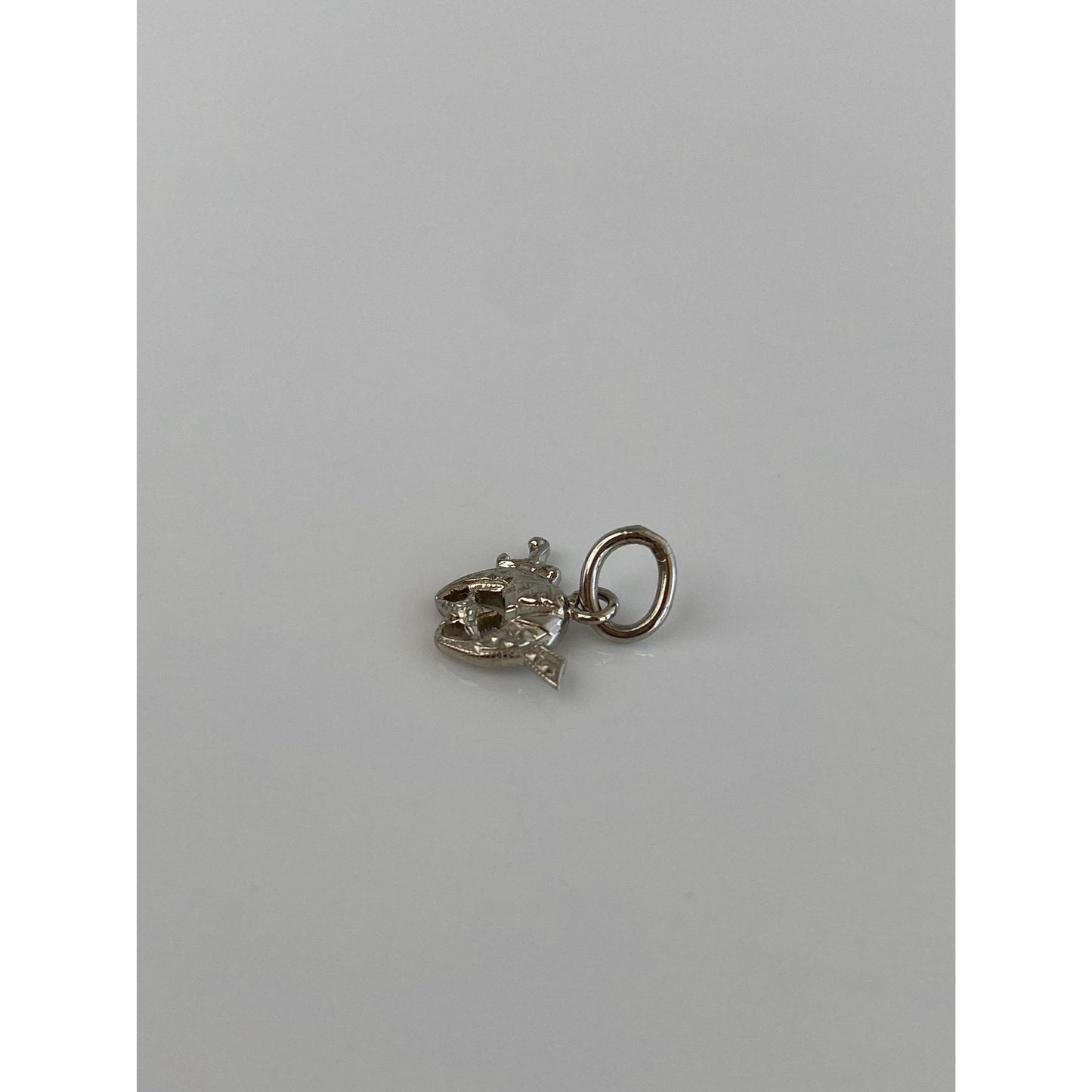 Vintage Solid 14k White Gold Diamond Freemason Charm