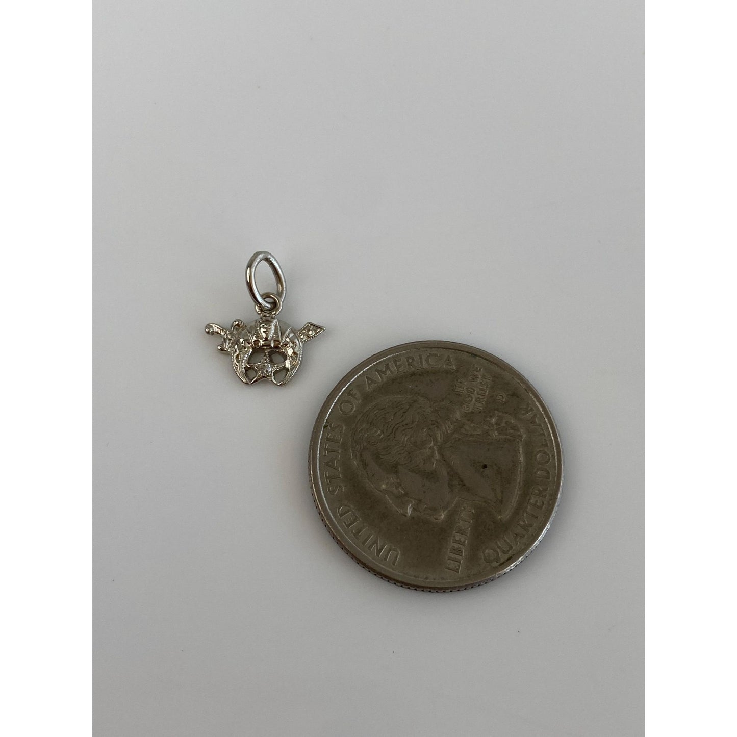 Vintage Solid 14k White Gold Diamond Freemason Charm