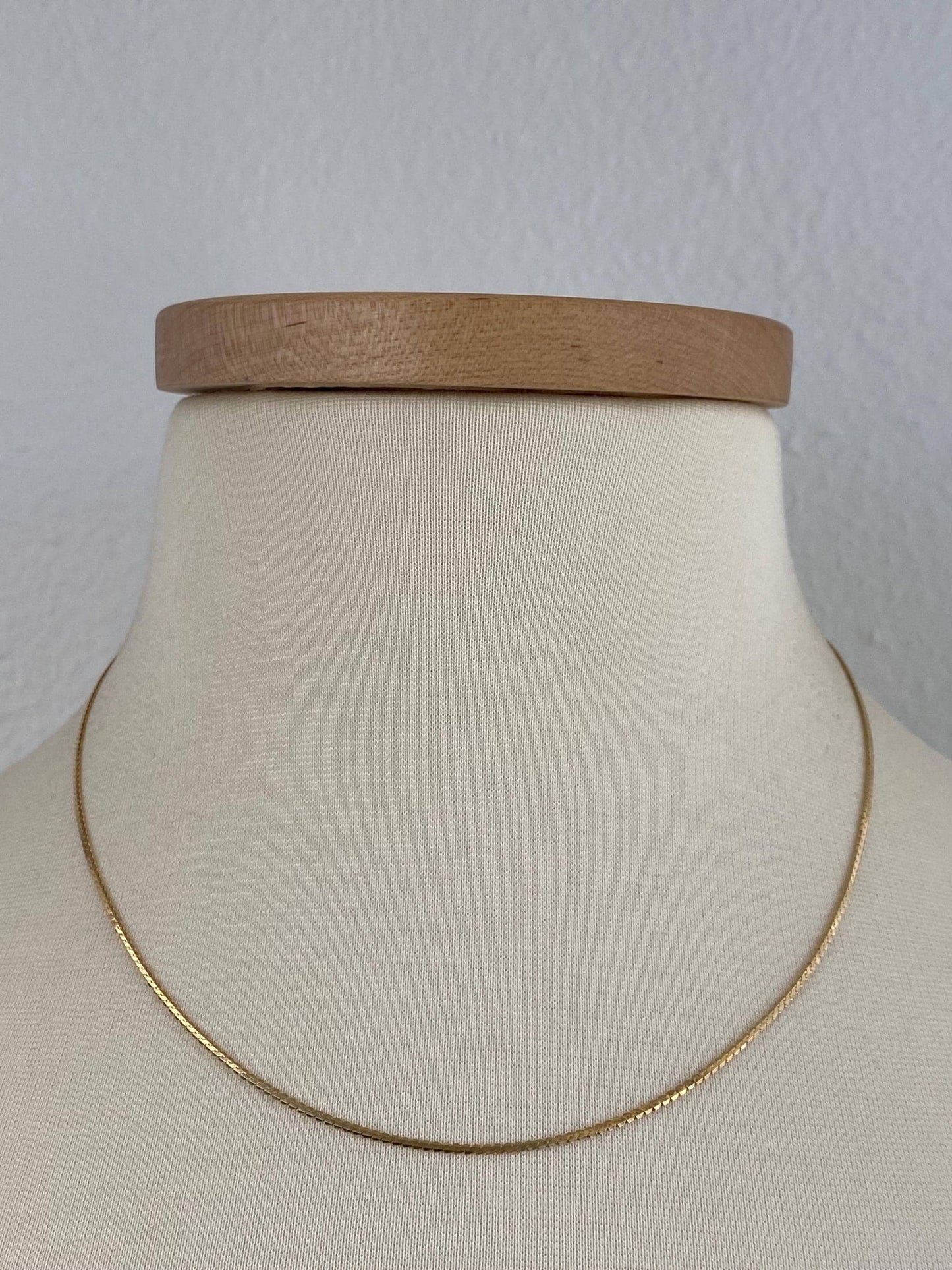 Vintage Solid 14k Yellow Gold Serpentine Chain Necklace - 18 inches