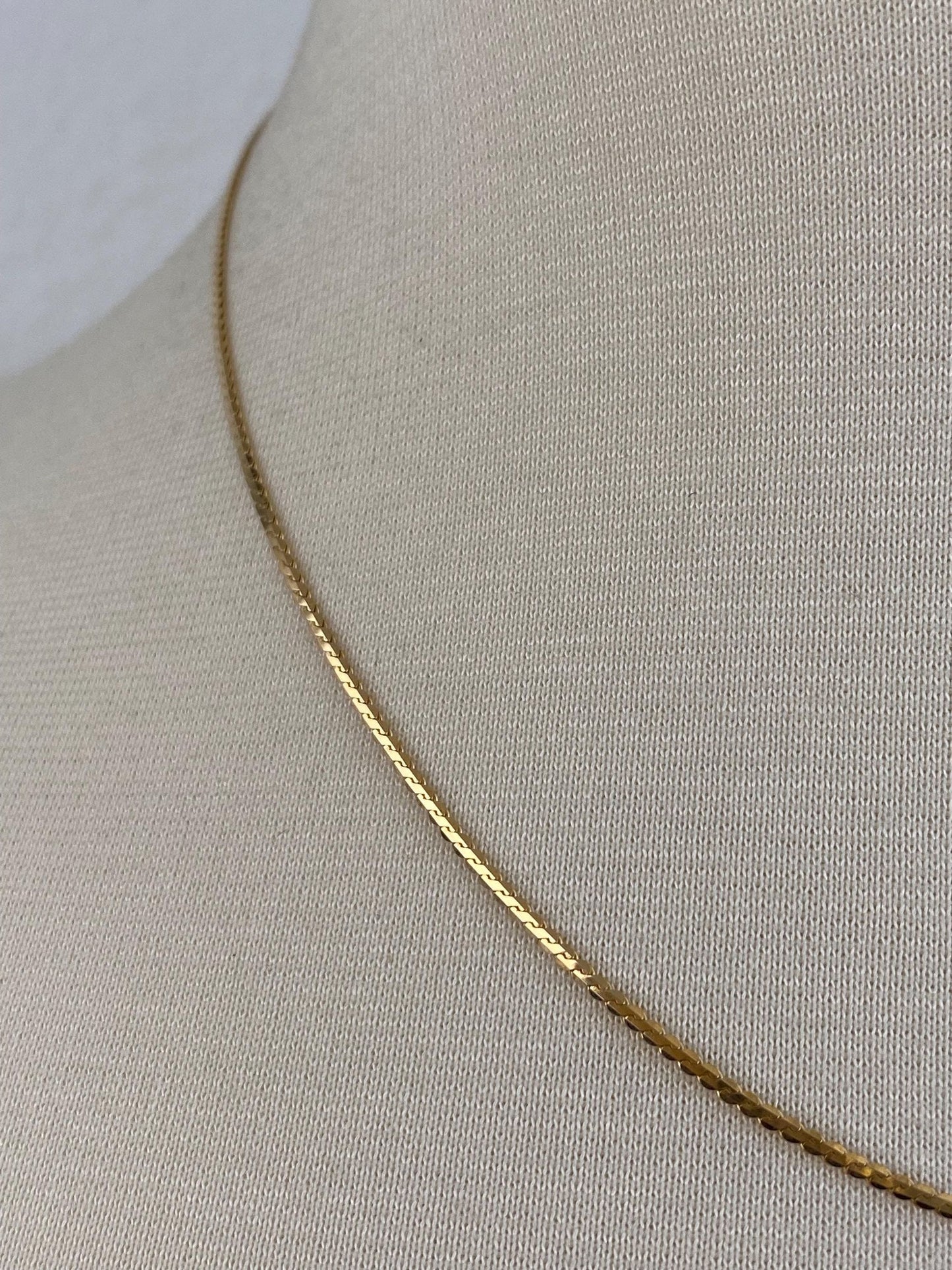 Vintage Solid 14k Yellow Gold Serpentine Chain Necklace - 18 inches