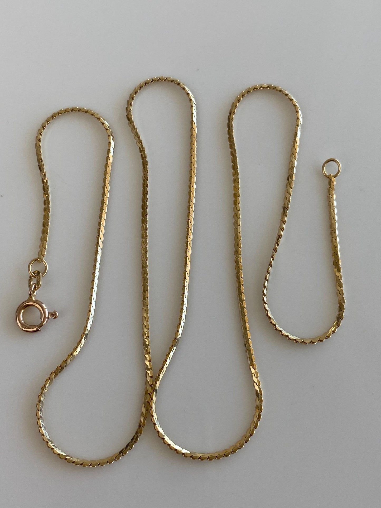 Vintage Solid 14k Yellow Gold Serpentine Chain Necklace - 18 inches