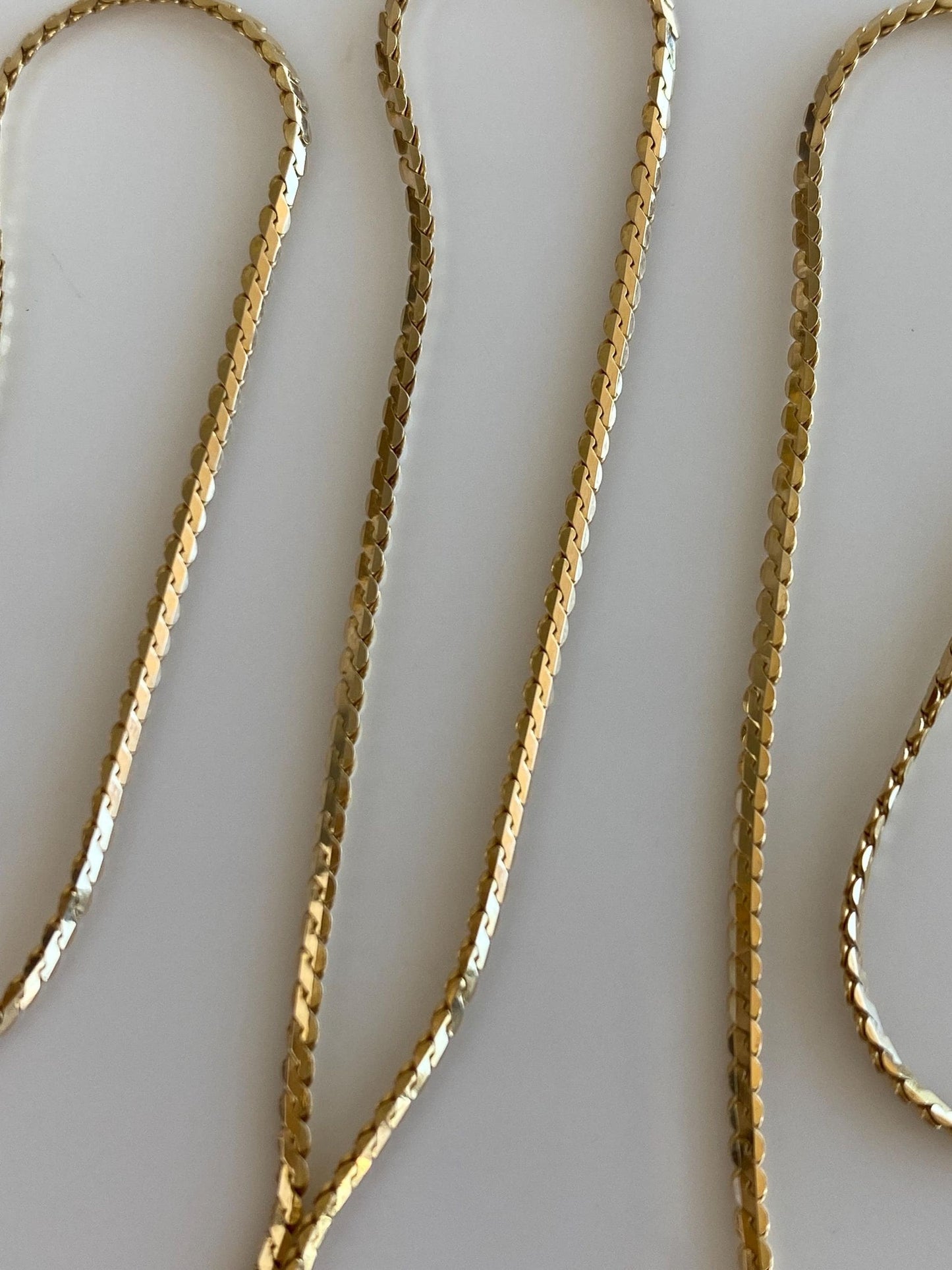 Vintage Solid 14k Yellow Gold Serpentine Chain Necklace - 18 inches