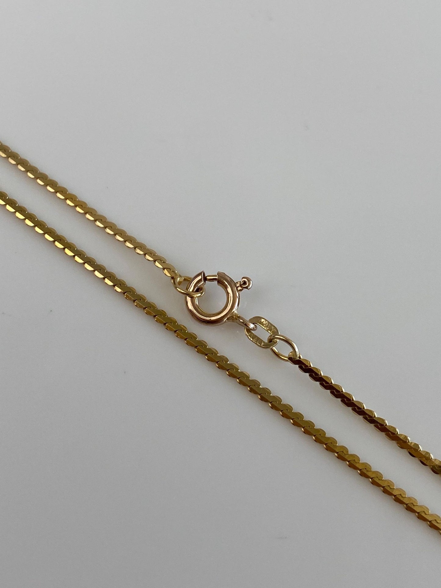 Vintage Solid 14k Yellow Gold Serpentine Chain Necklace - 18 inches