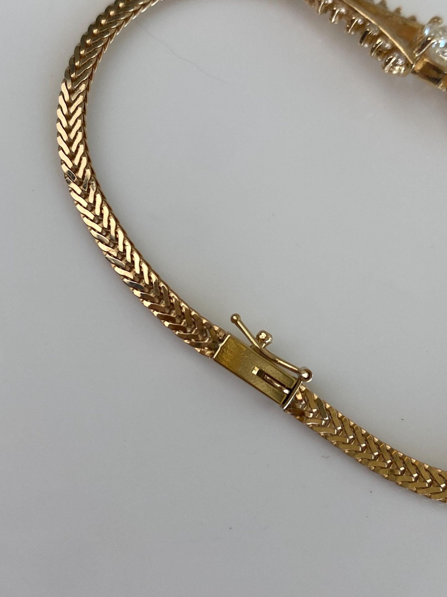 Vintage Solid 14k Yellow Gold Diamond Fancy Link Bracelet - 6.5 inches