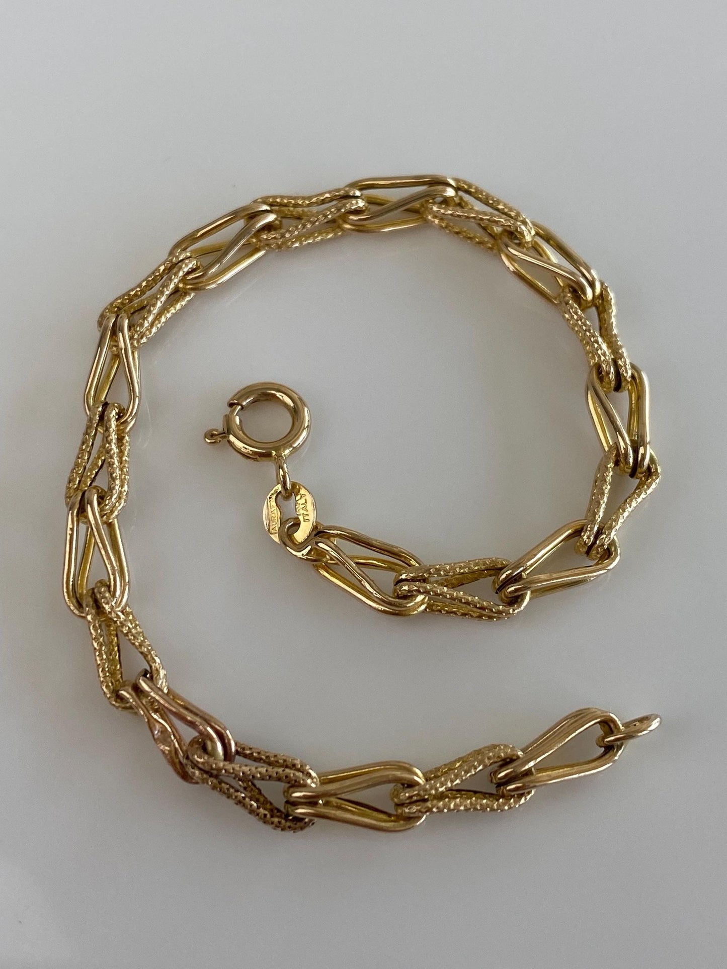 Vintage Solid 14k Yellow Gold Fancy Link Bracelet - 7 inches