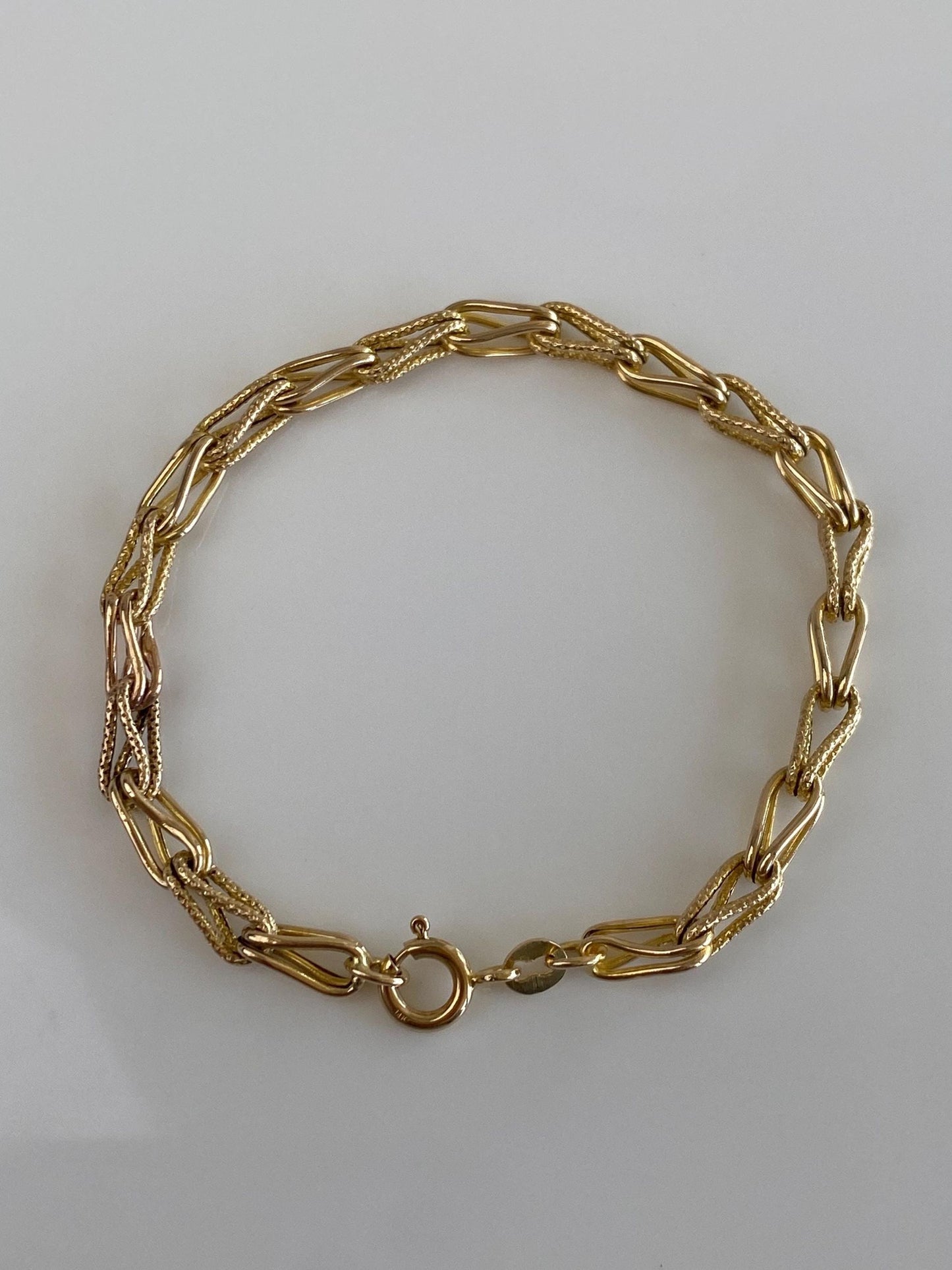 Vintage Solid 14k Yellow Gold Fancy Link Bracelet - 7 inches