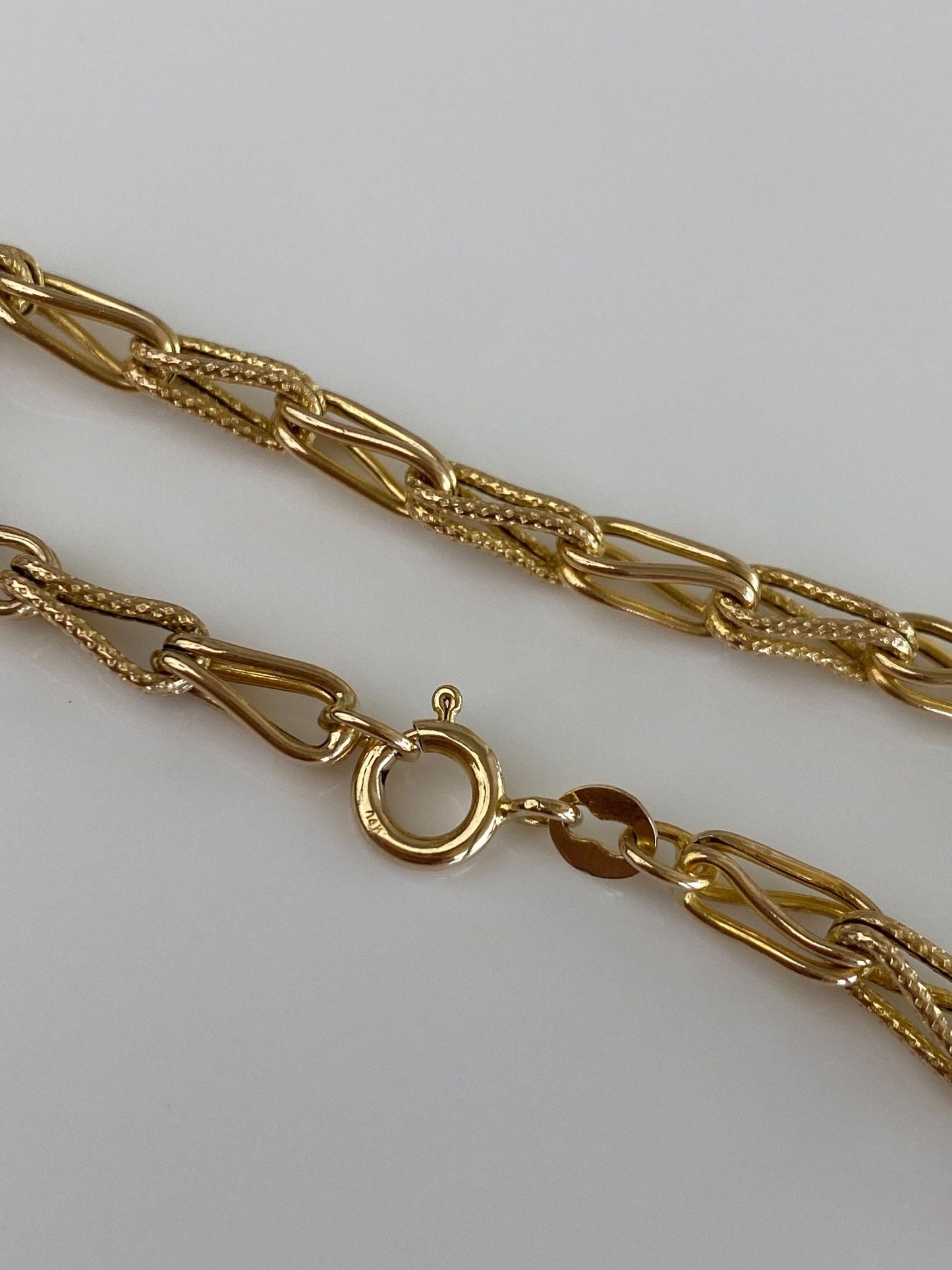 Vintage Solid 14k Yellow Gold Fancy Link Bracelet - 7 inches