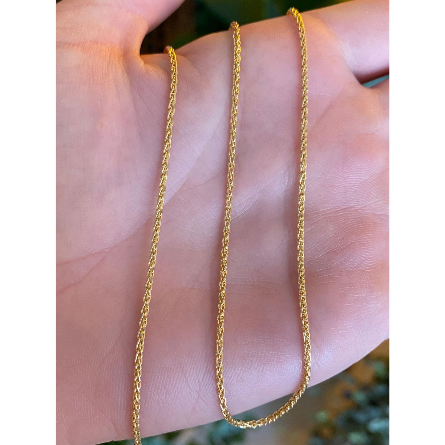 Solid 18k Yellow Gold Wheat Chain Necklace - 21.25 inches