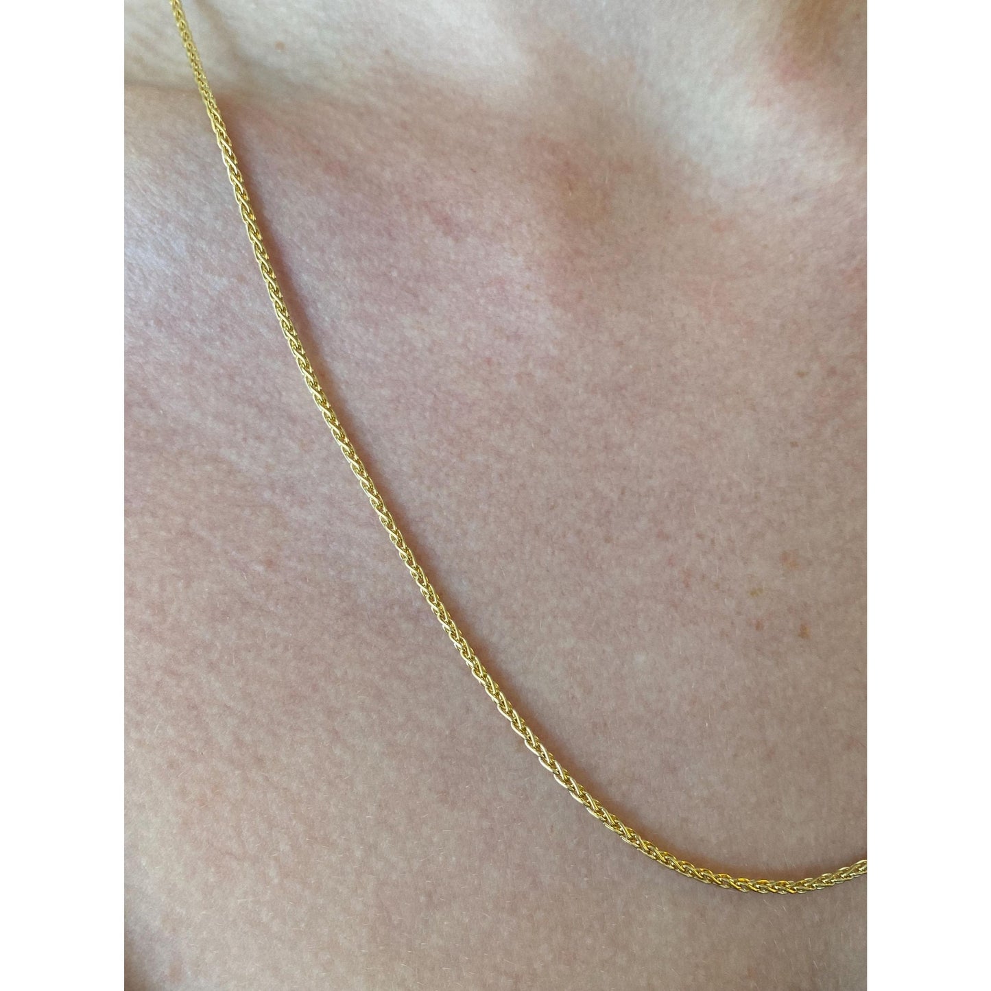 Solid 18k Yellow Gold Wheat Chain Necklace - 21.25 inches