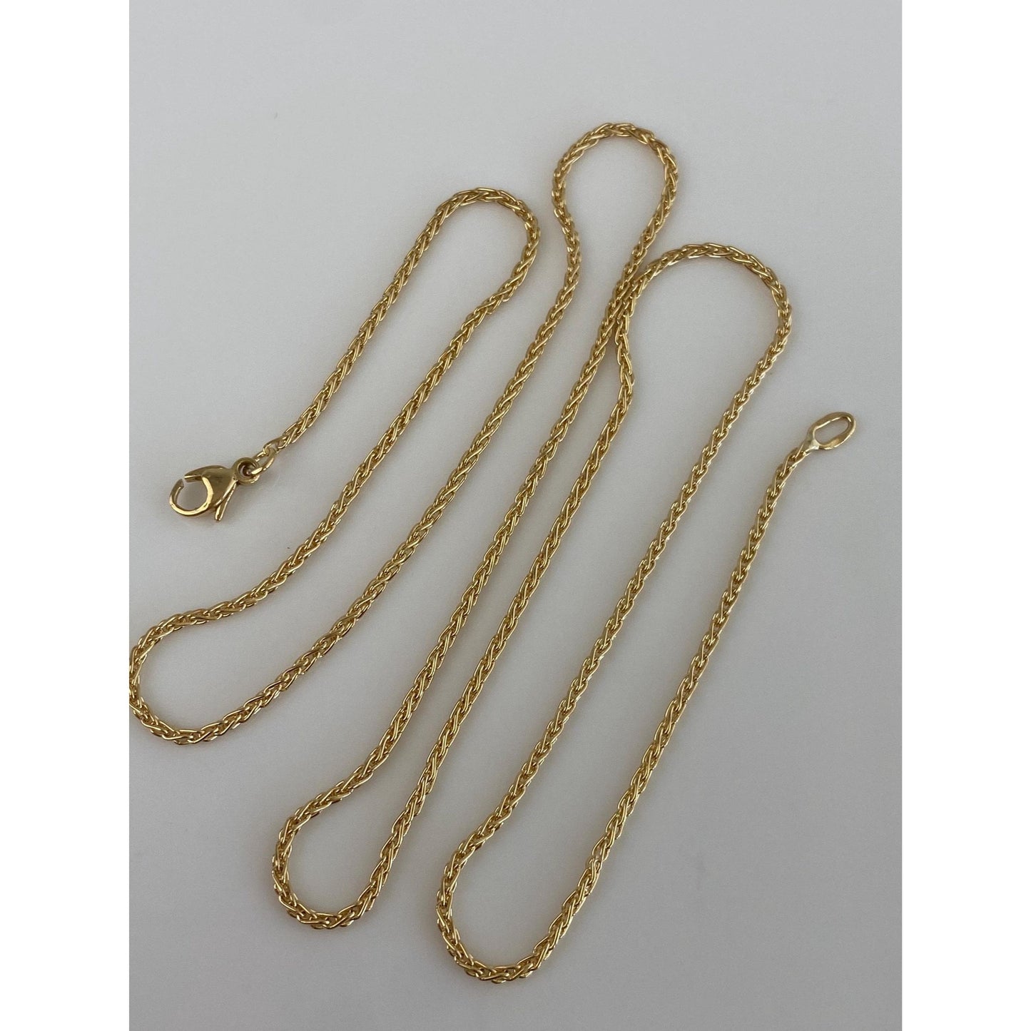 Solid 18k Yellow Gold Wheat Chain Necklace - 21.25 inches