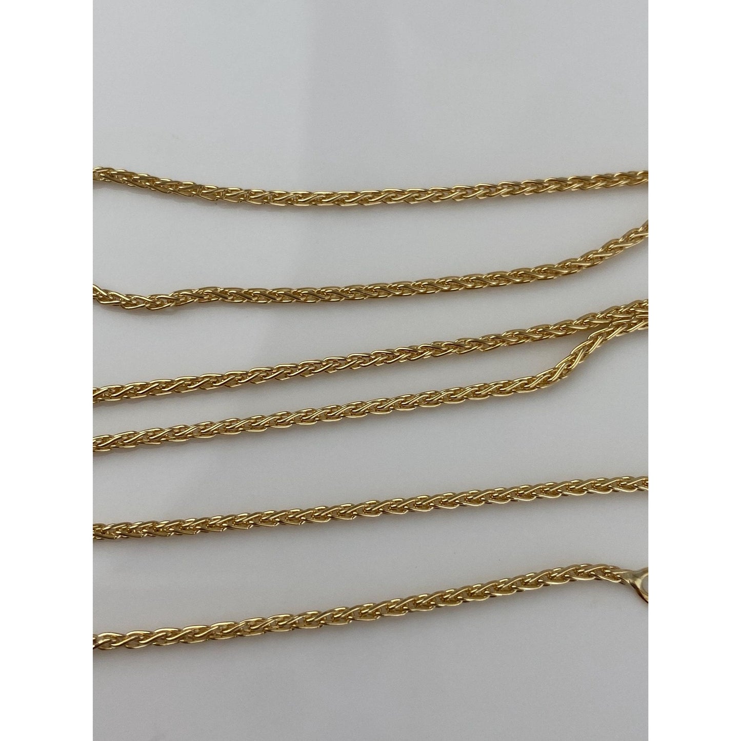 Solid 18k Yellow Gold Wheat Chain Necklace - 21.25 inches
