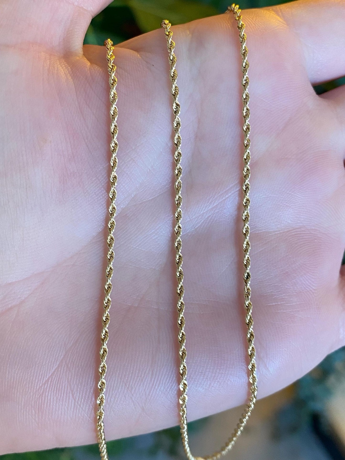 Vintage Solid 14k Yellow Gold Slim Rope Chain Necklace - 18.75 inches