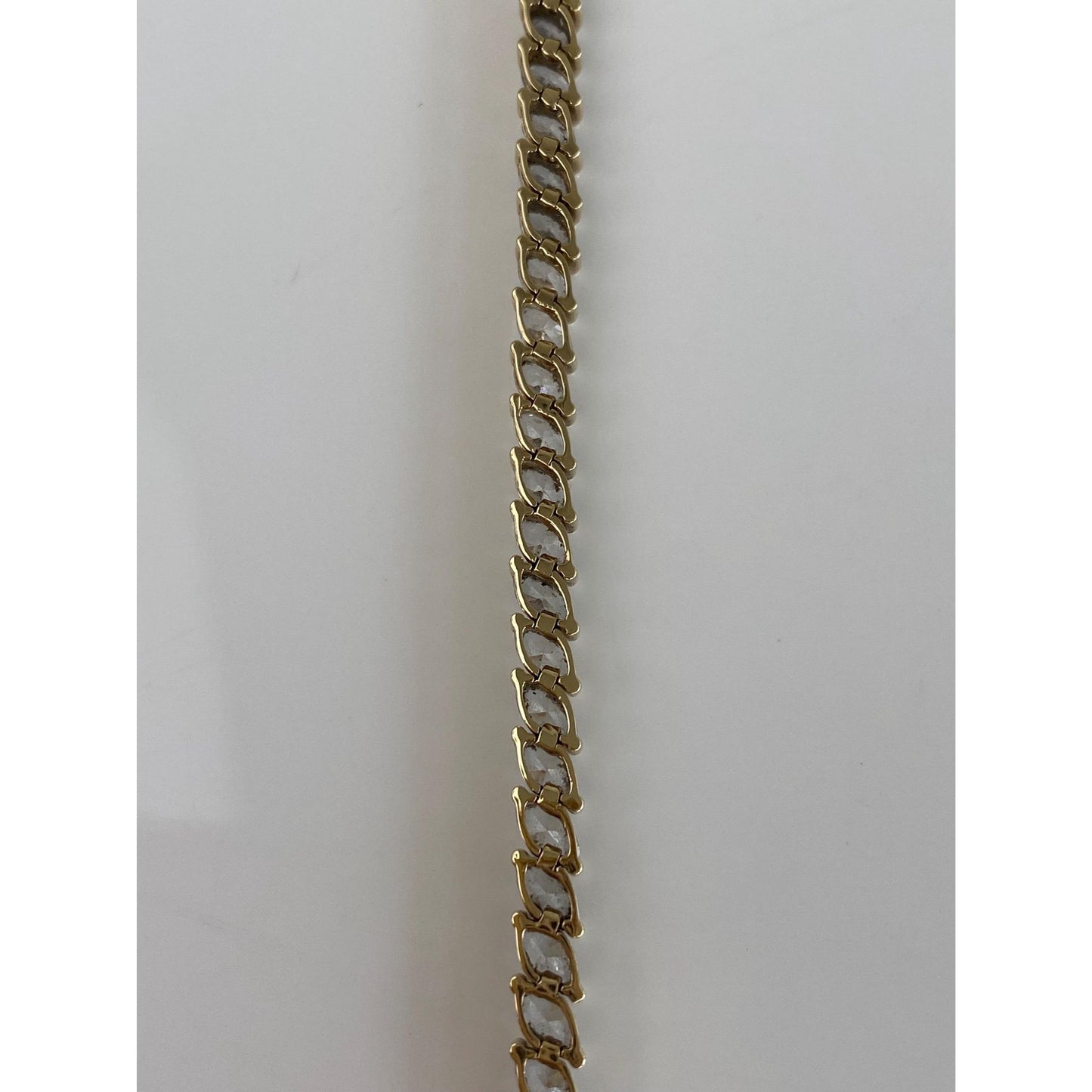 Solid 14k Yellow Gold Marquis Cubic Zirconia Tennis Bracelet - 8.25 inches