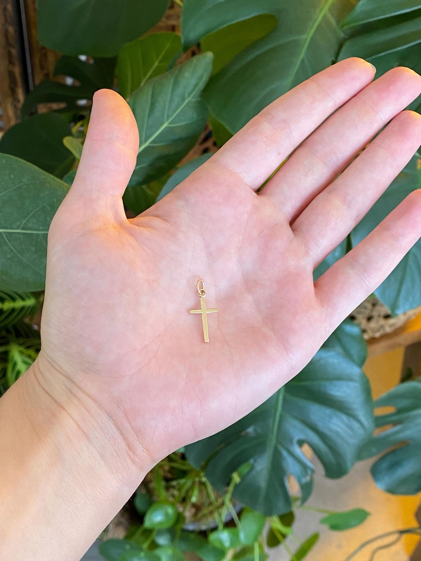 Vintage 14k Yellow Gold Cross Charm