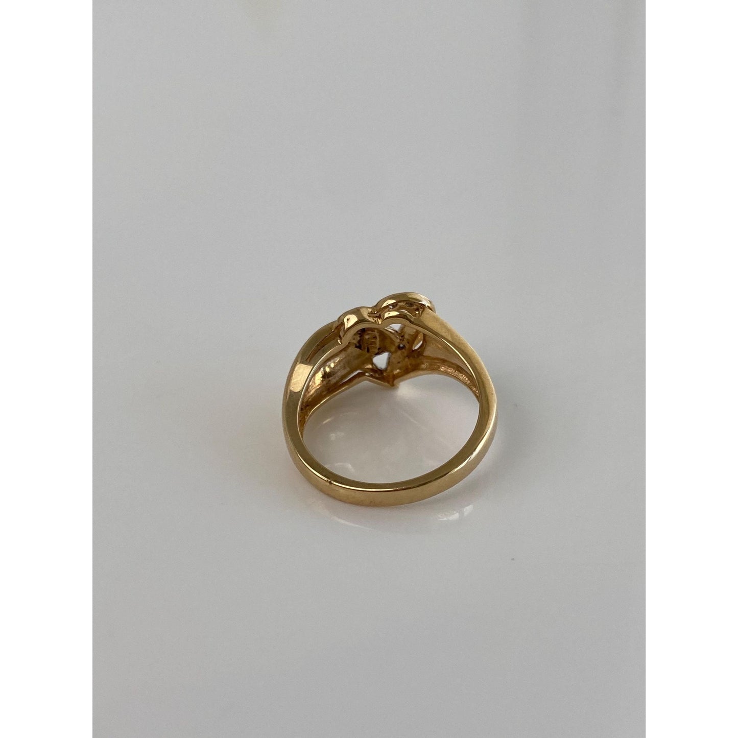 Vintage Solid 10k Yellow Gold Clear Sapphire Heart Ring - Size 6.25