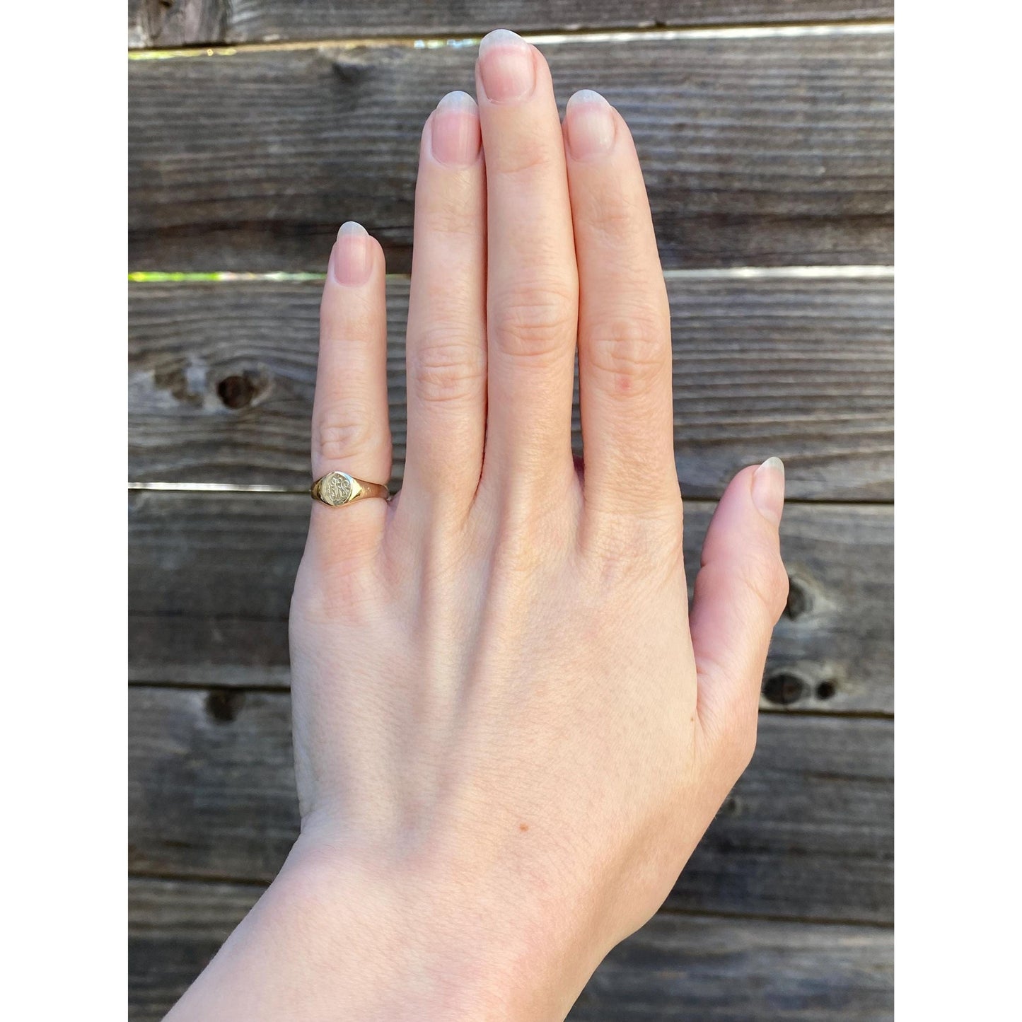 Vintage Solid 10k Yellow Gold Monogram Baby Signet Ring - Size 2.75