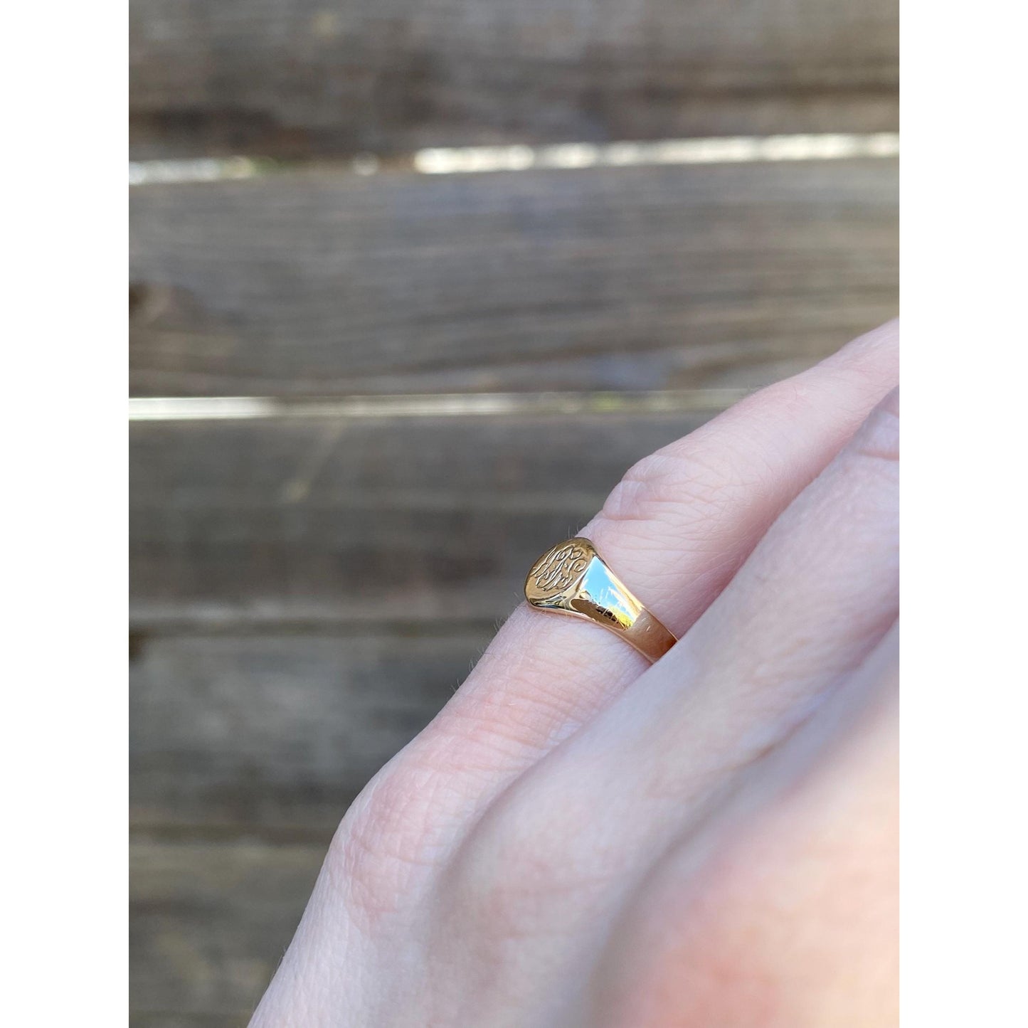 Vintage Solid 10k Yellow Gold Monogram Baby Signet Ring - Size 2.75