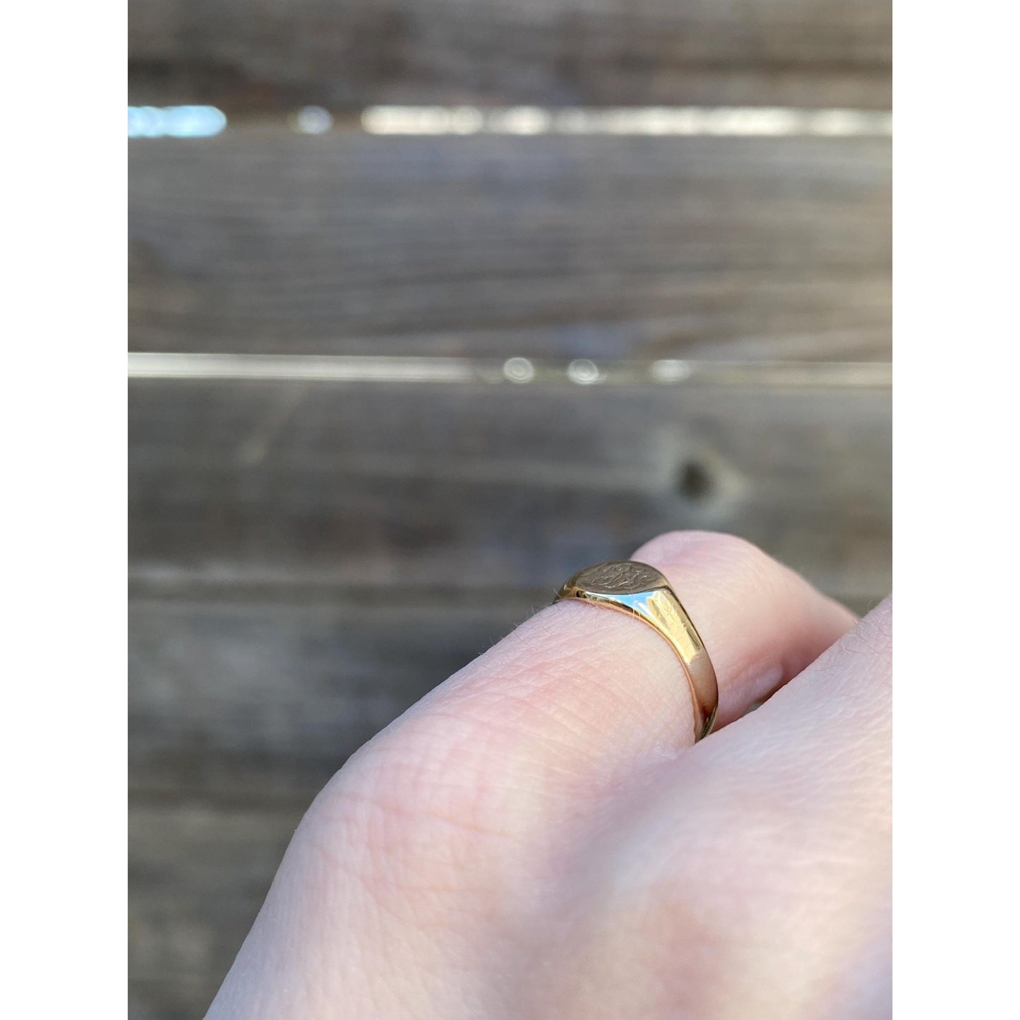Vintage Solid 10k Yellow Gold Monogram Baby Signet Ring - Size 2.75