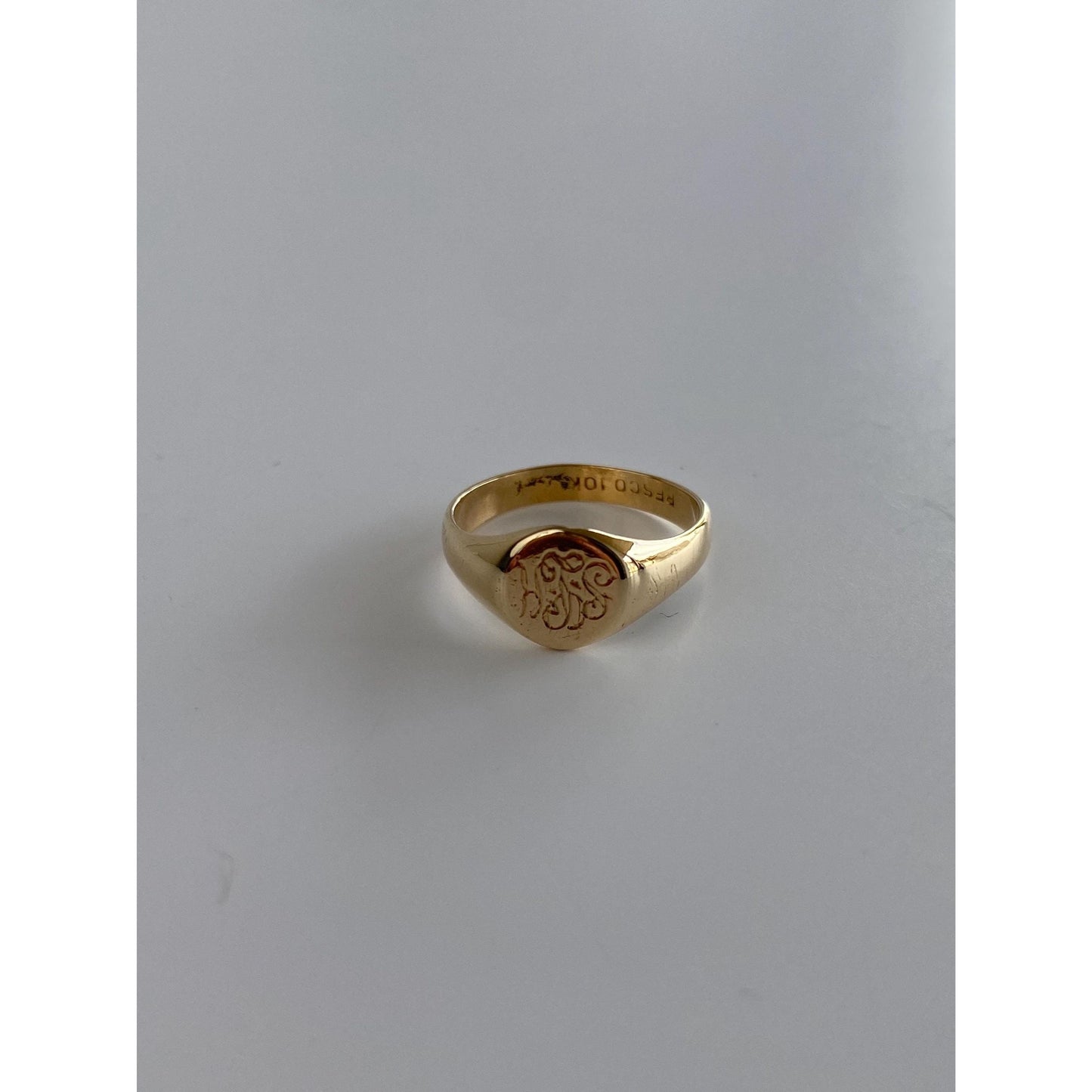 Vintage Solid 10k Yellow Gold Monogram Baby Signet Ring - Size 2.75