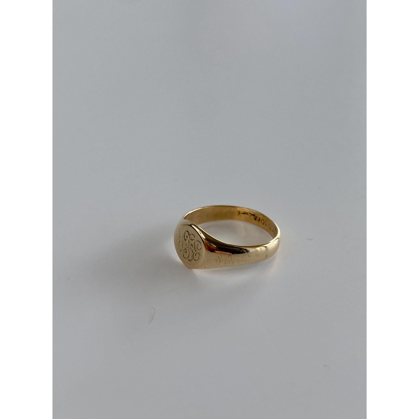 Vintage Solid 10k Yellow Gold Monogram Baby Signet Ring - Size 2.75