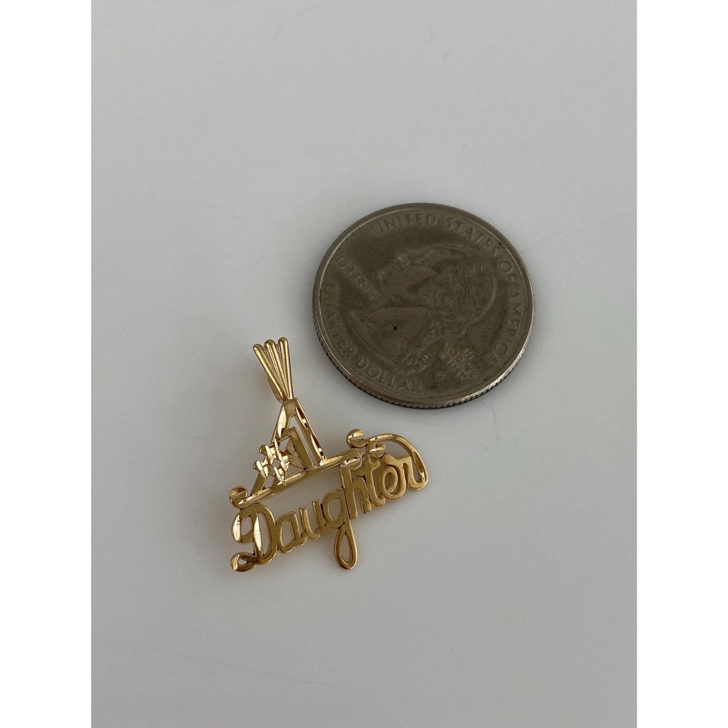 Vintage Solid 14k Yellow Gold Diamond Cut '#1 Daughter' Charm