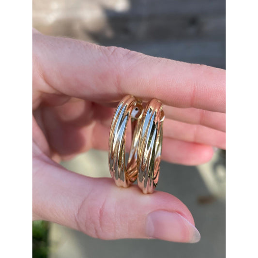 Vintage 14k Yellow Gold Twisted Hoop Earrings