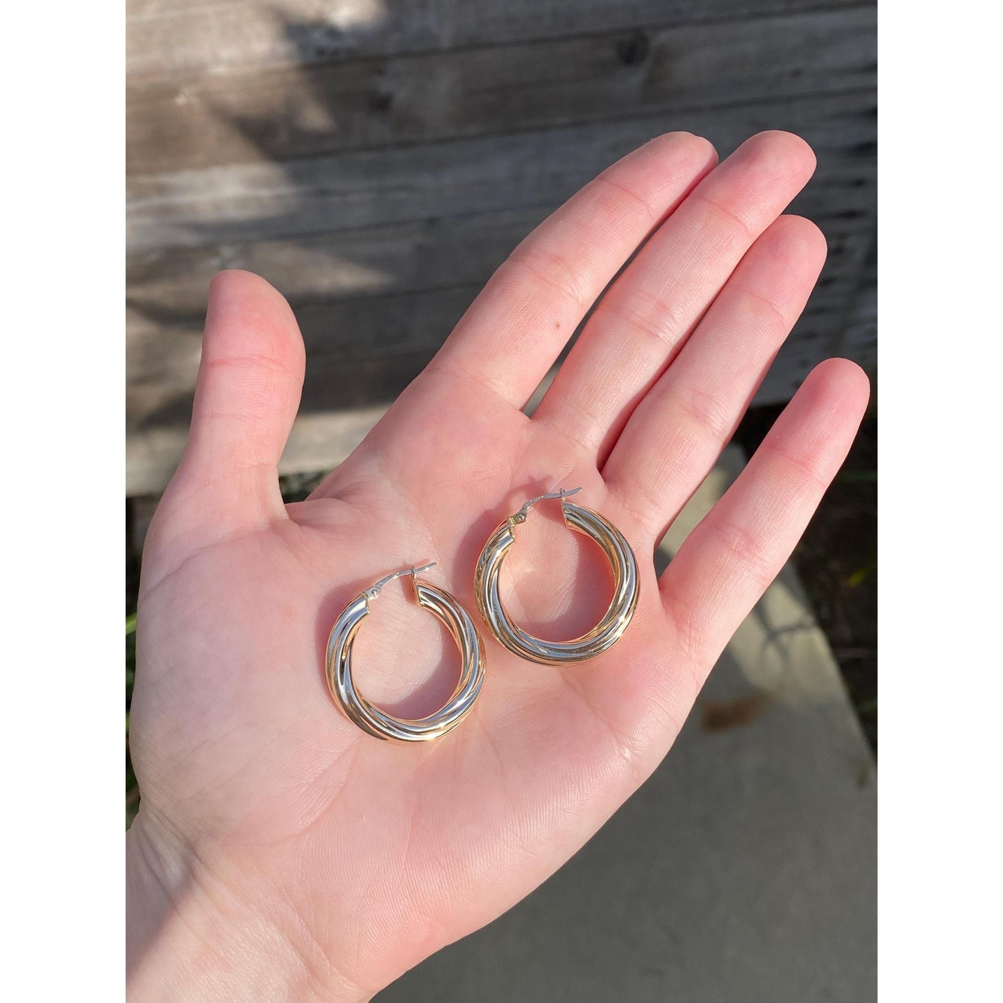 Vintage 14k Yellow Gold Twisted Hoop Earrings