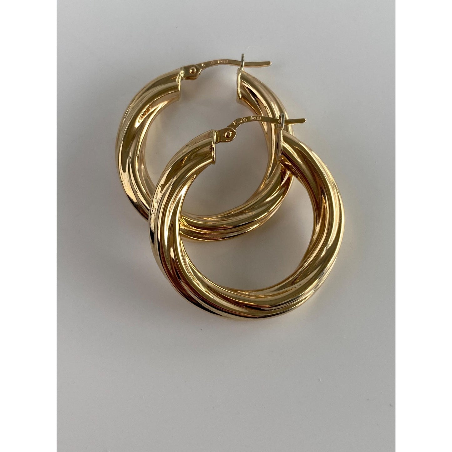 Vintage 14k Yellow Gold Twisted Hoop Earrings