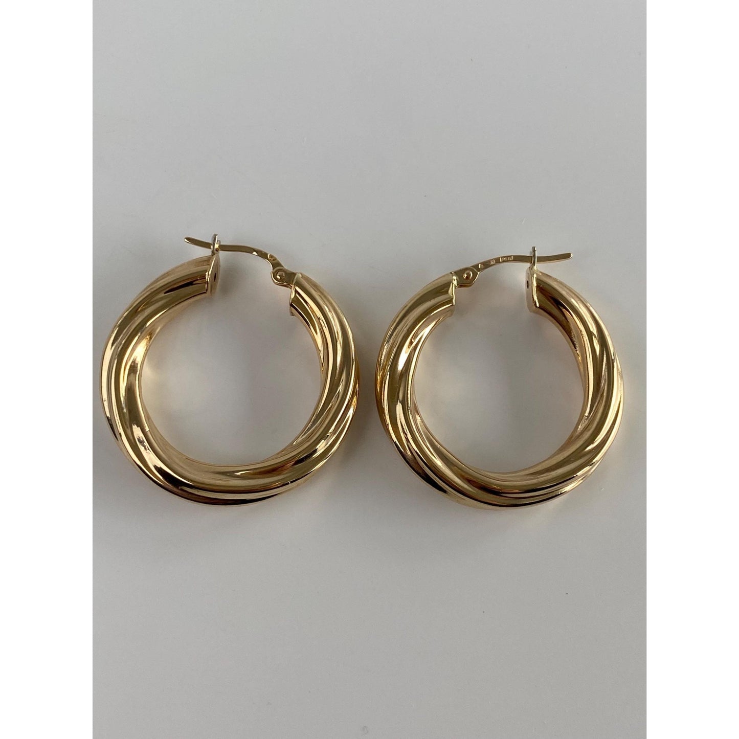 Vintage 14k Yellow Gold Twisted Hoop Earrings