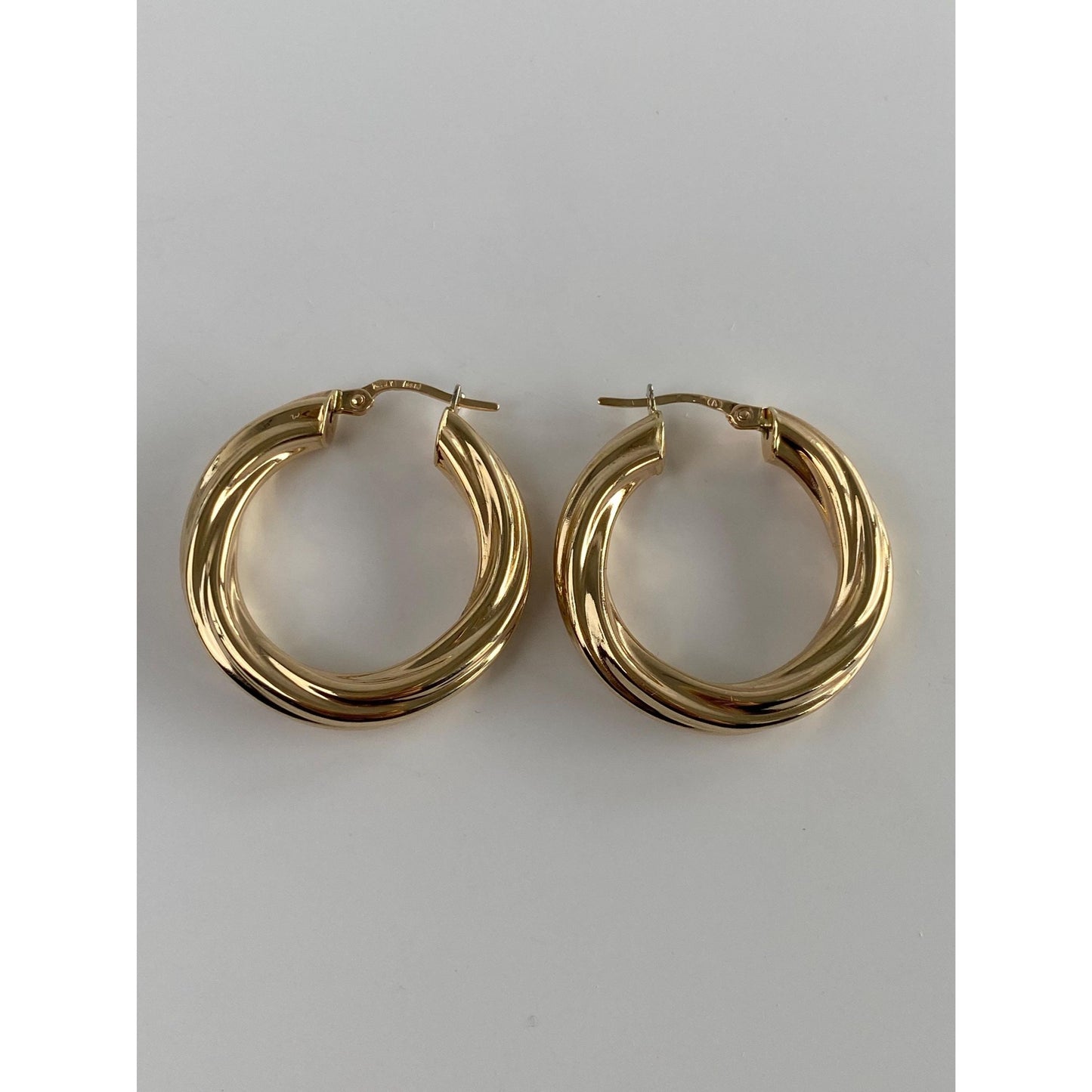 Vintage 14k Yellow Gold Twisted Hoop Earrings