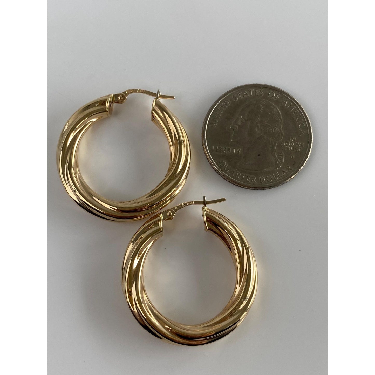 Vintage 14k Yellow Gold Twisted Hoop Earrings