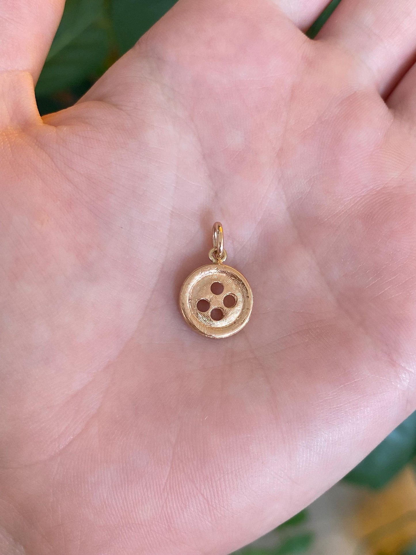 Vintage Solid 14k Rose Gold Button Charm