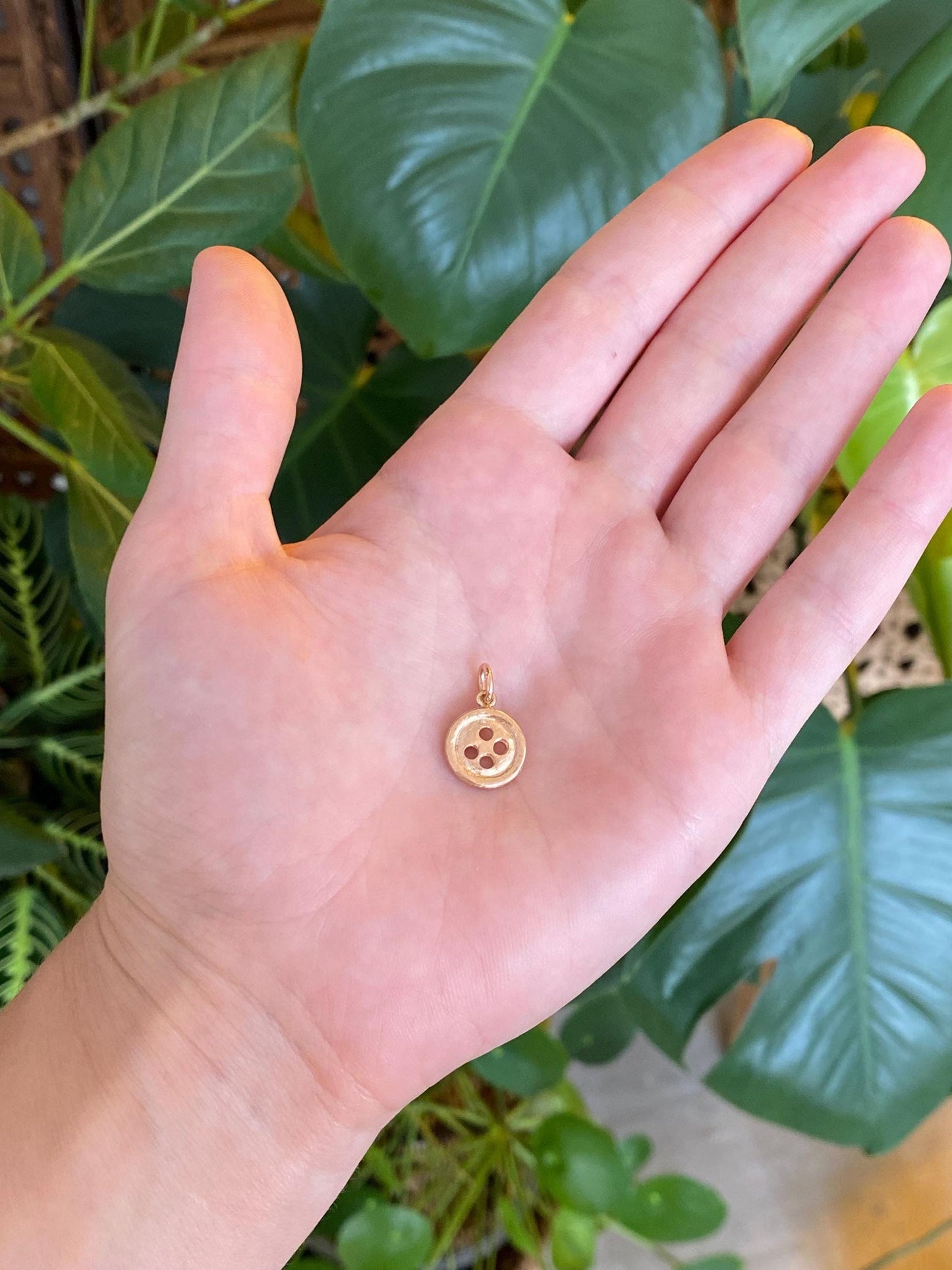 Vintage Solid 14k Rose Gold Button Charm
