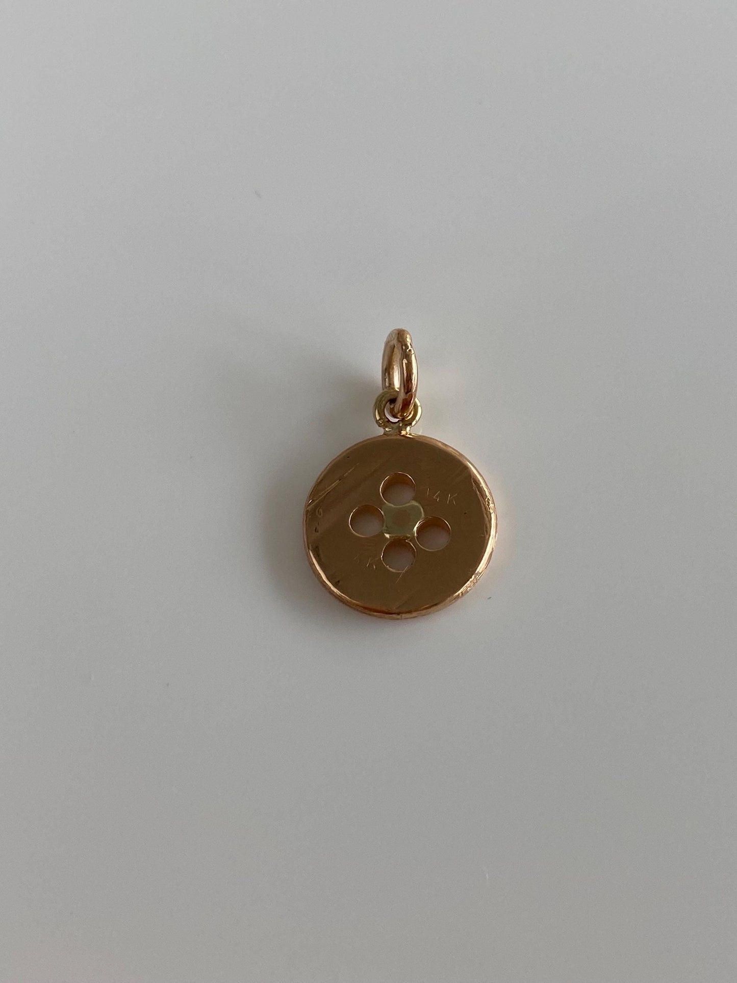Vintage Solid 14k Rose Gold Button Charm