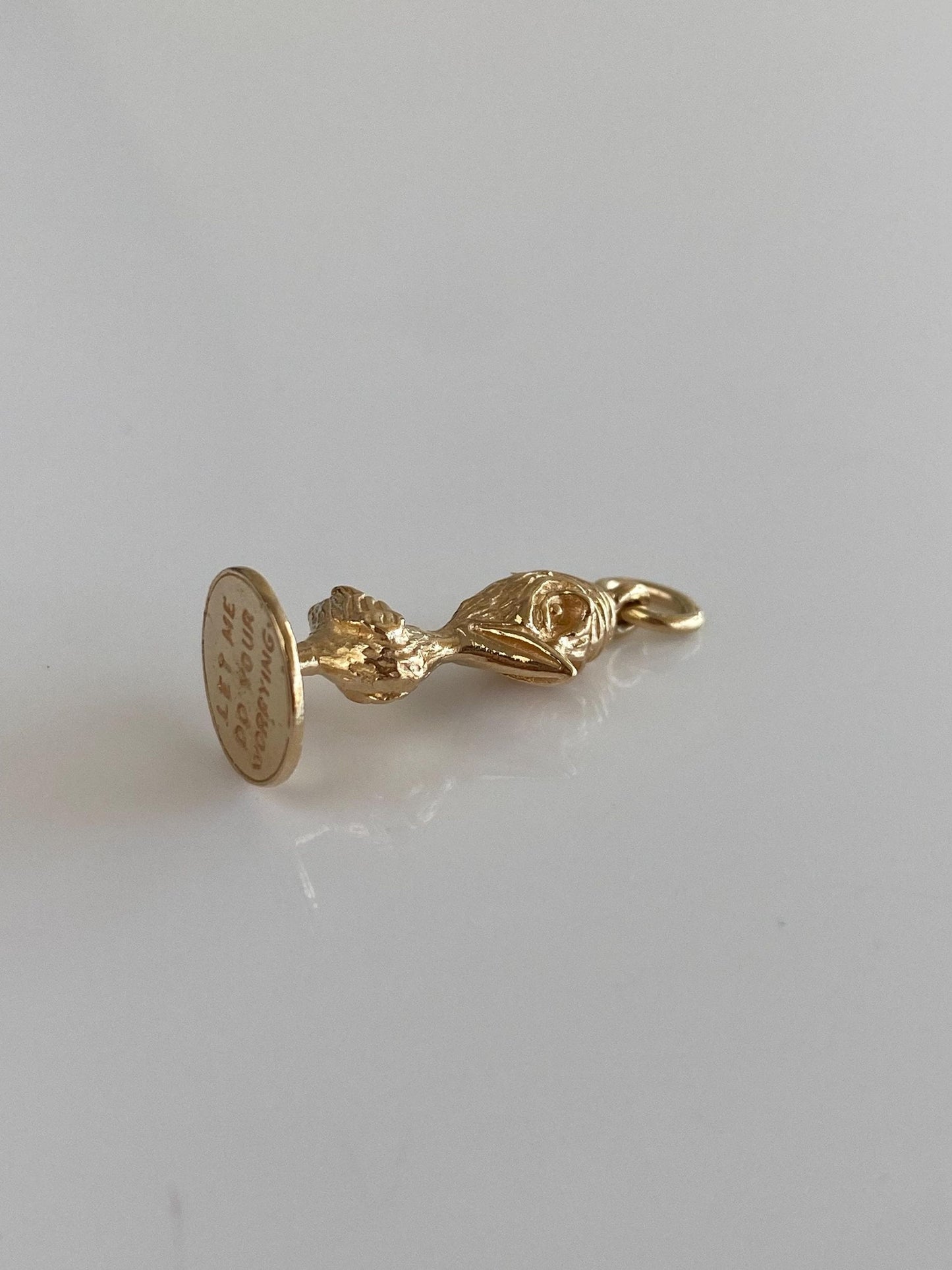 Vintage Solid 10k Yellow Gold 'Let Me Do Your Worrying' Worry Bird Charm