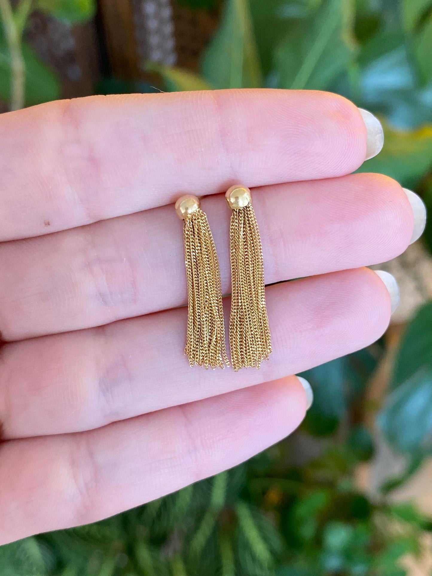 Vintage Solid 18k Yellow Gold Fringe Stud Earrings