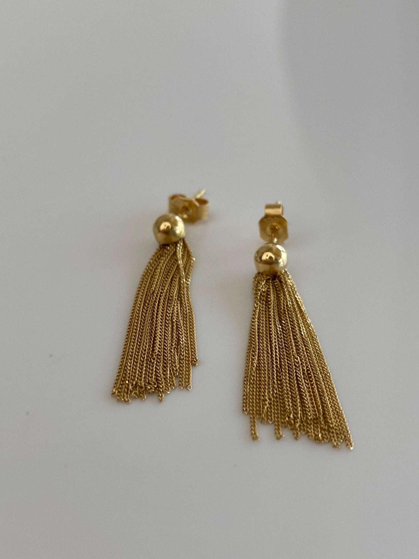 Vintage Solid 18k Yellow Gold Fringe Stud Earrings