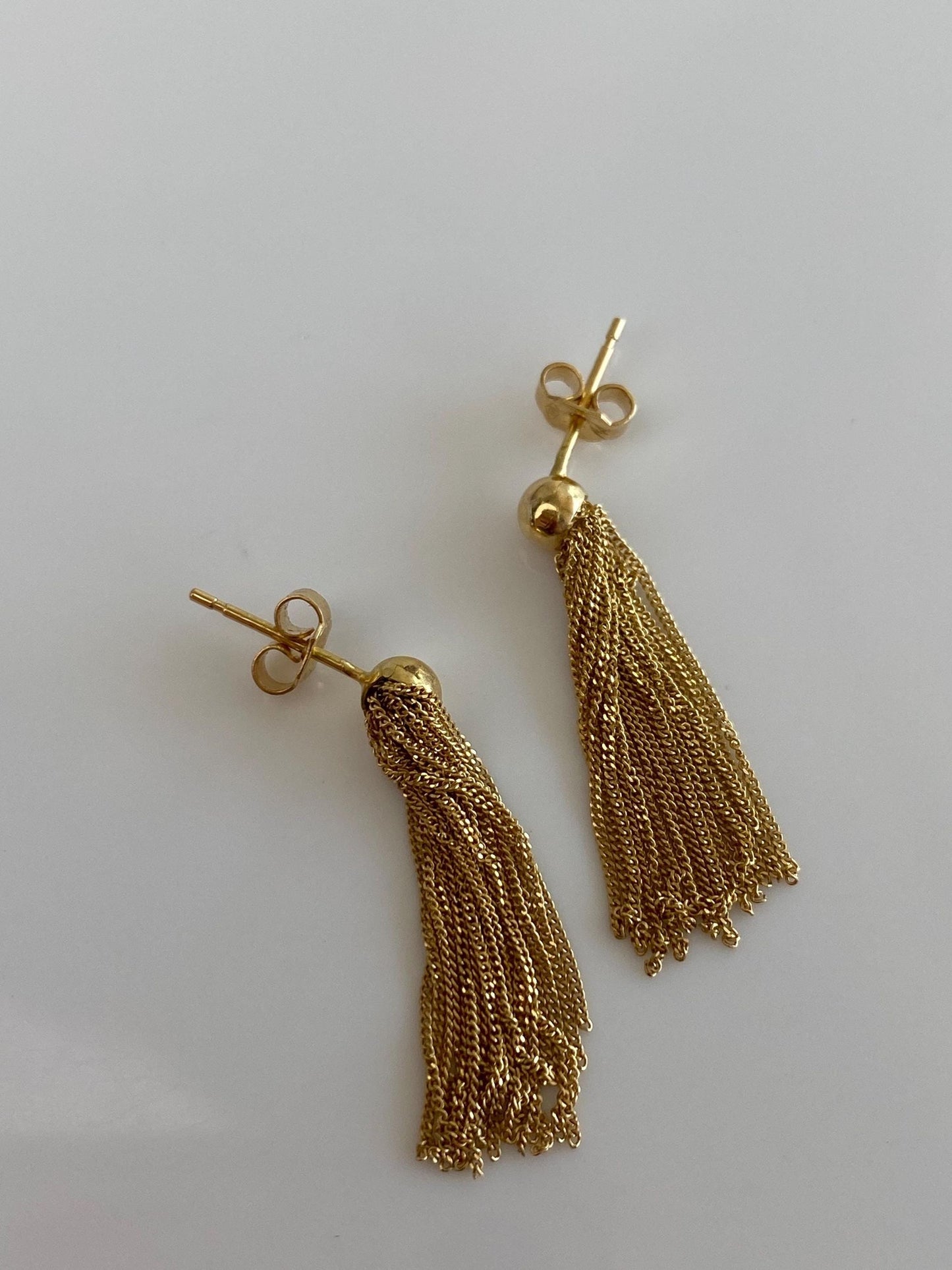 Vintage Solid 18k Yellow Gold Fringe Stud Earrings